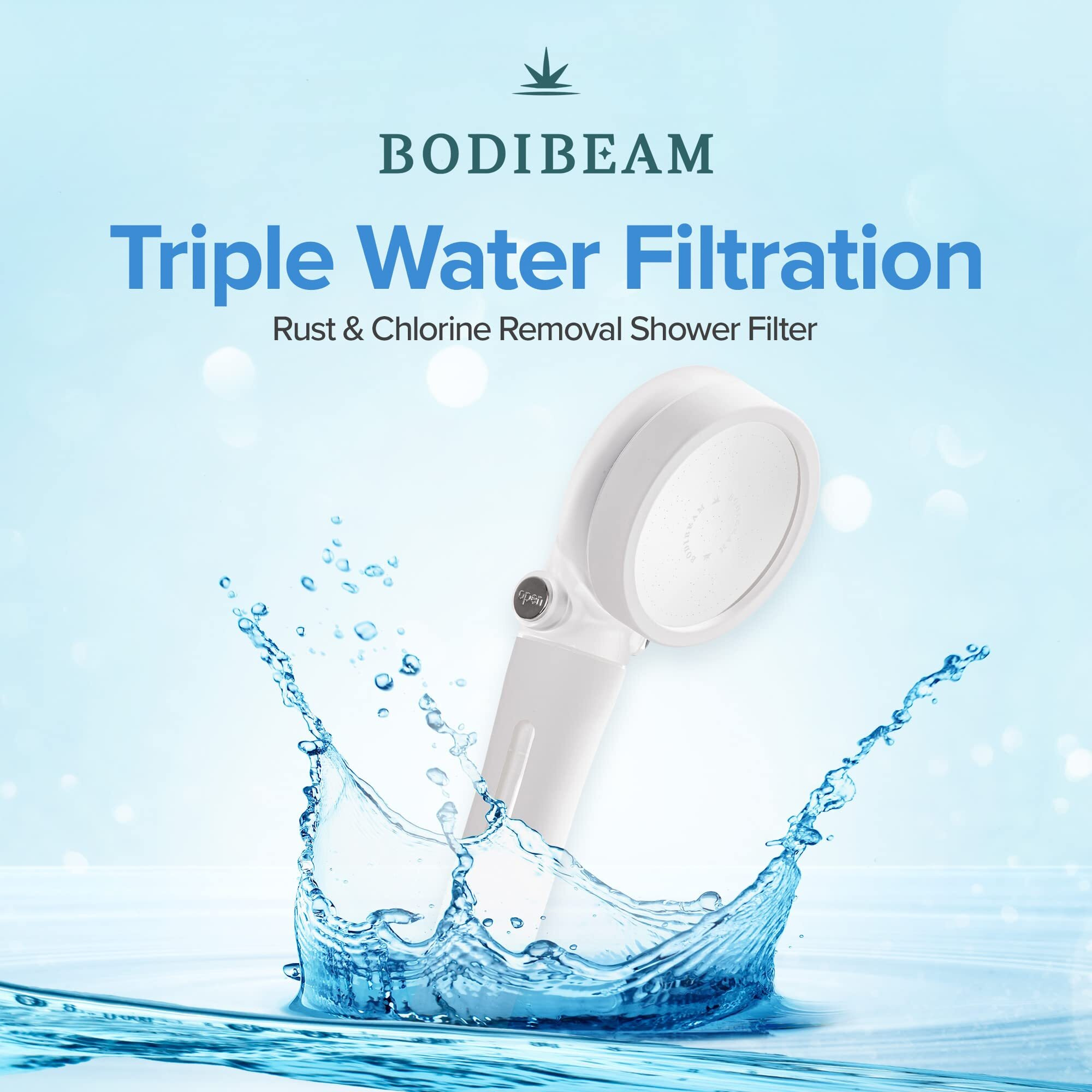 Shower Head With Handheld  Vitamin C Shower Head [ 3-Step Of Water Purifying - Vitamin C Gel  Carbon Filter  Sediment Filter ] High Pressure  On Off Switch  Made In Korea - Pure White