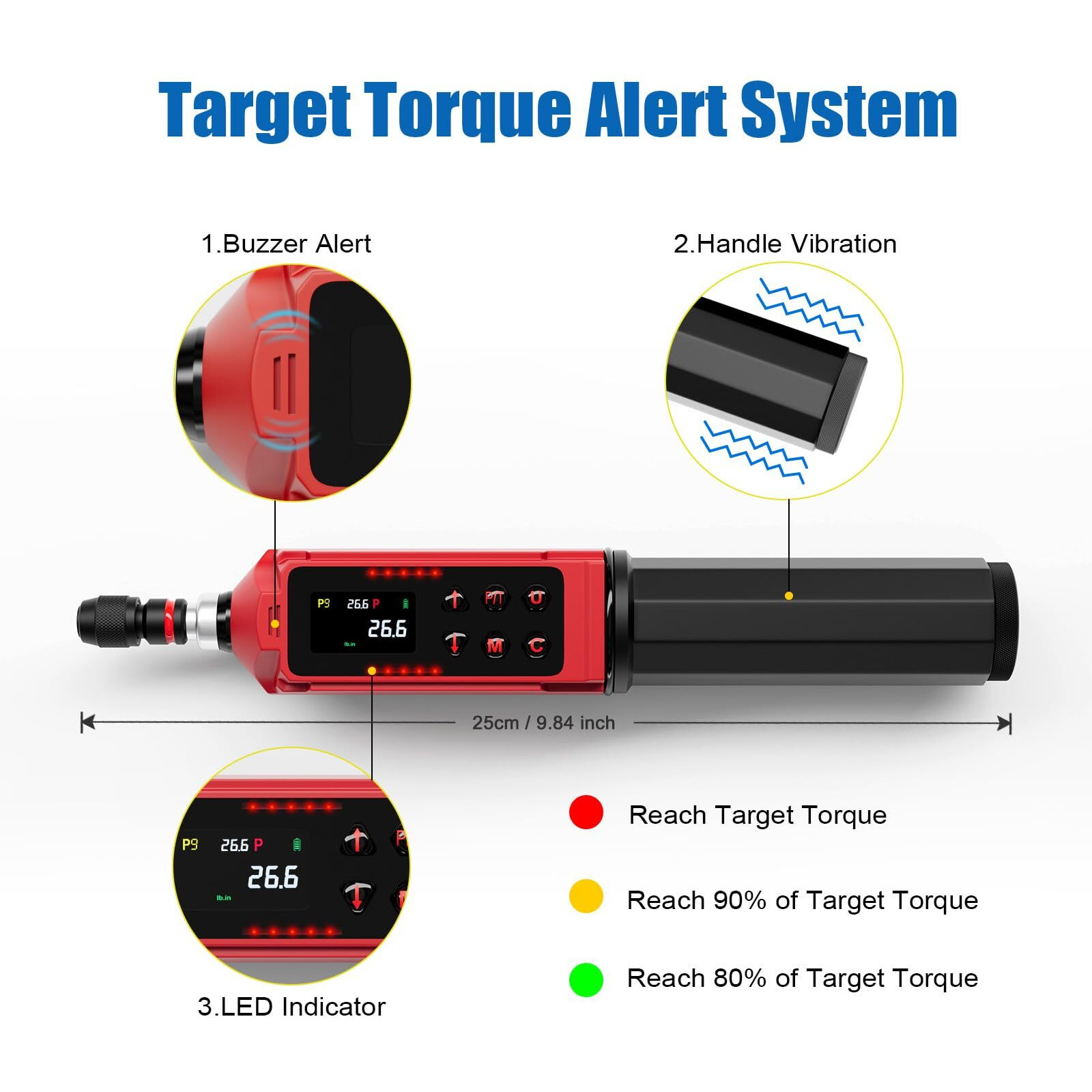 Anpuds Digital Torque Screwdriver  0.4-26.6In-Lbs/0.045-3Nm  Torque Screwdriver Electrician With 1% Accuracy  Vibration  Buzzer  Led Notification  Adjustable Torque Wrench Screwdriver For Bike