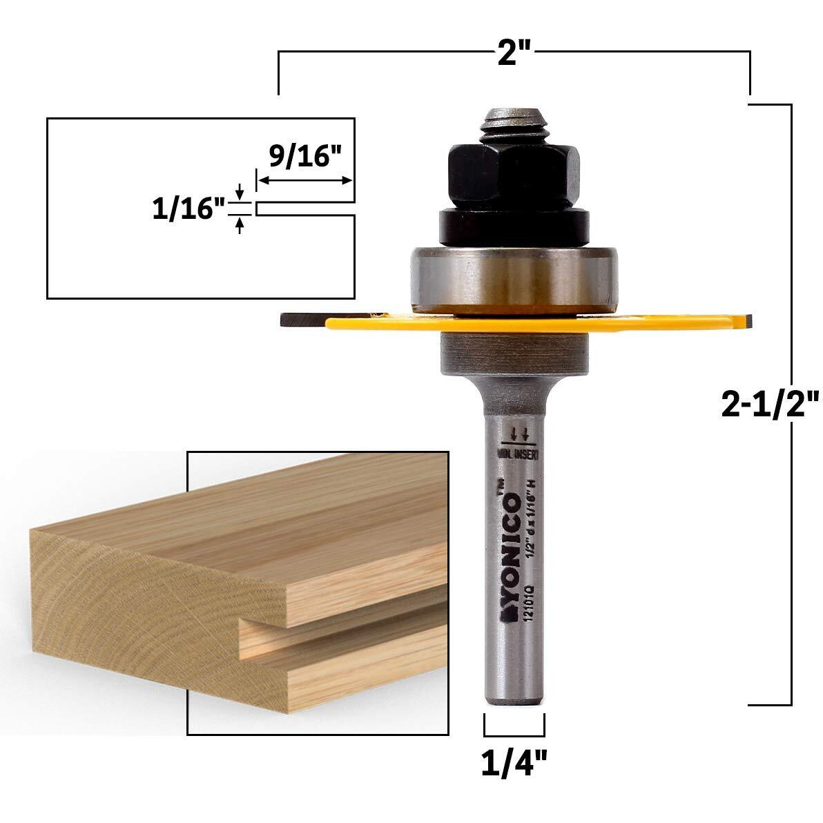 Yonico Router Bits Slotting Cutter 1/16-Inch 1/4-Inch Shank 12101Q
