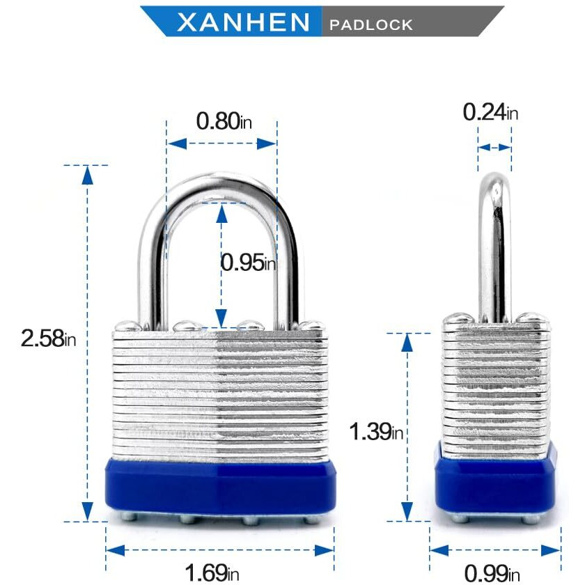 Lock Outdoor Padlocks  Key Lock  Padlocks With Same Key - Laminated Steel Keyed Padlocks With Normal Shackle  6 Pack  For Hasp Latch  Sheds  Fences  Storage Locker  School  Gym