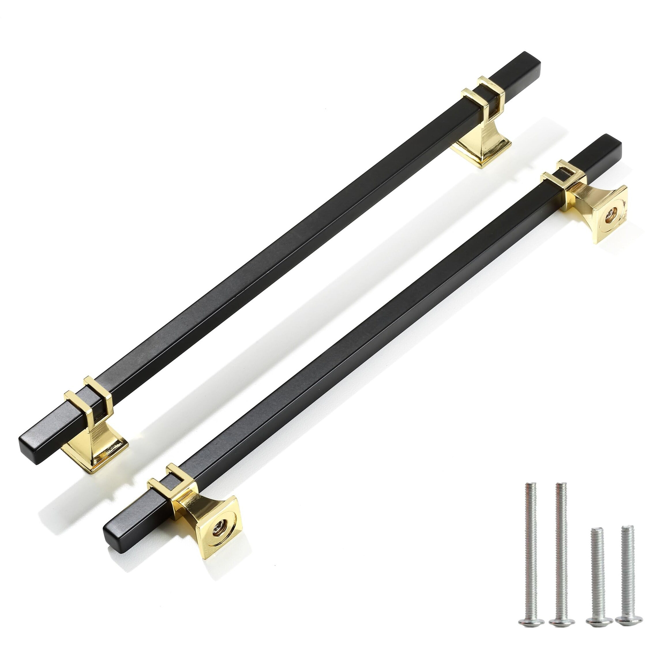 Redunest Cabinet Pulls Matte Black And Gold Cabinet Handles  2 Pack 10 Inch Kitchen Door Cupboard Wardrobe Drawer Handles  Cabinet Hardware Bar Drawer Pulls  256Mm Hole Centers