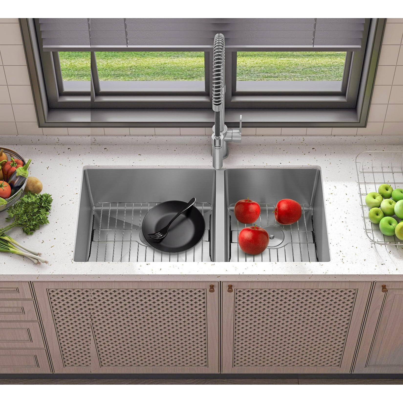 Sunnypoint Never Rust Stainless Steel Sink Protector Prevents Scratches Sink Rack For Bottom Of Sink Or Countertop (Large)