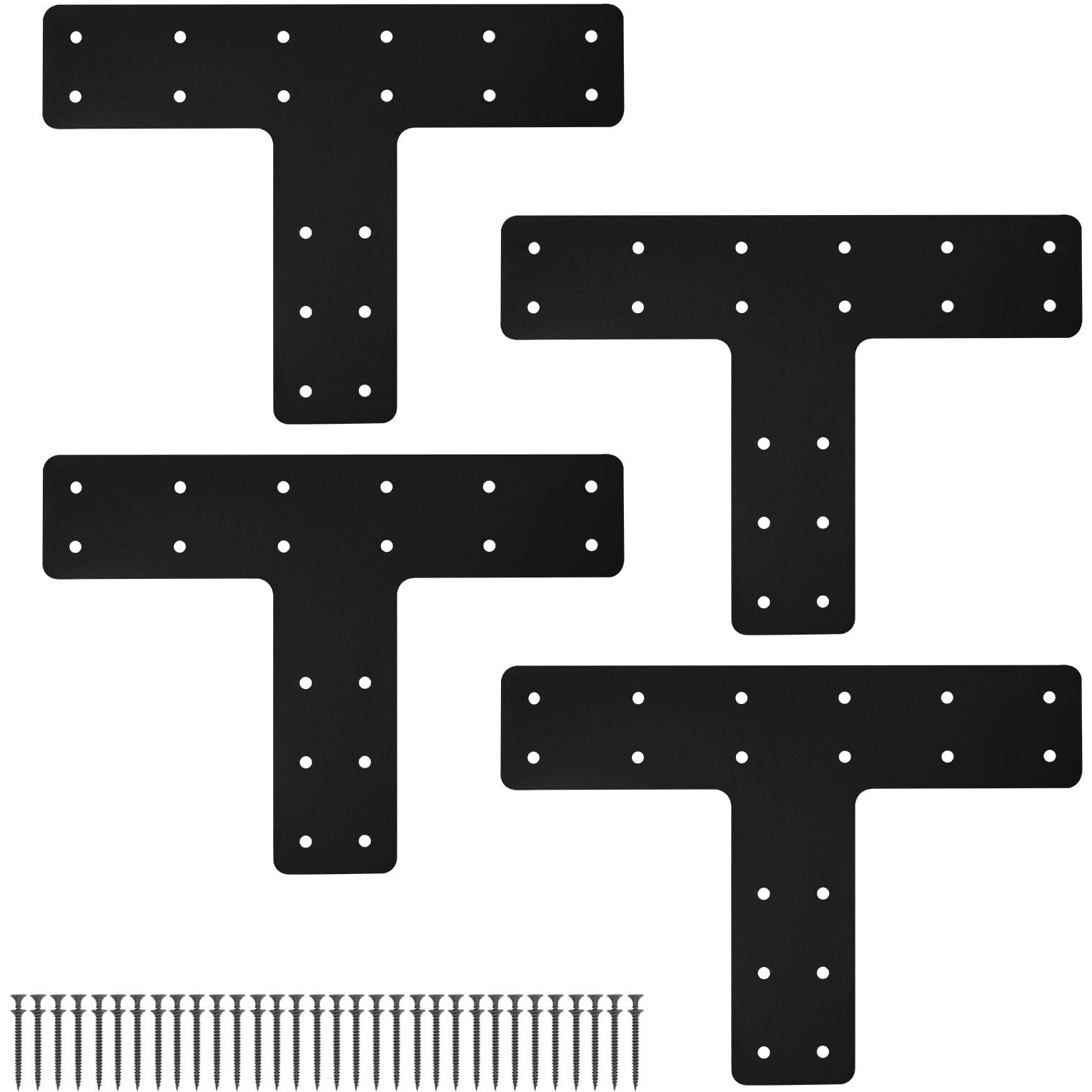 T Post Bracket 4Pcs 14X10'' T Flat Mending Plate For Wood 4X4 6X6 Lumber  Black Powder Coated Heavy Duty Pergola Brackets T Beam Bracket  T Truss Bracket T Shape Post To Beam Connectors