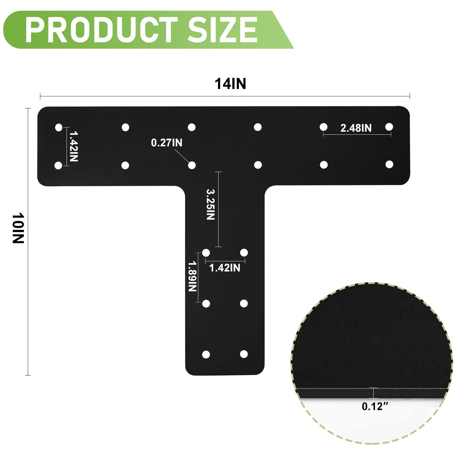 T Post Bracket 4Pcs 14X10'' T Flat Mending Plate For Wood 4X4 6X6 Lumber  Black Powder Coated Heavy Duty Pergola Brackets T Beam Bracket  T Truss Bracket T Shape Post To Beam Connectors