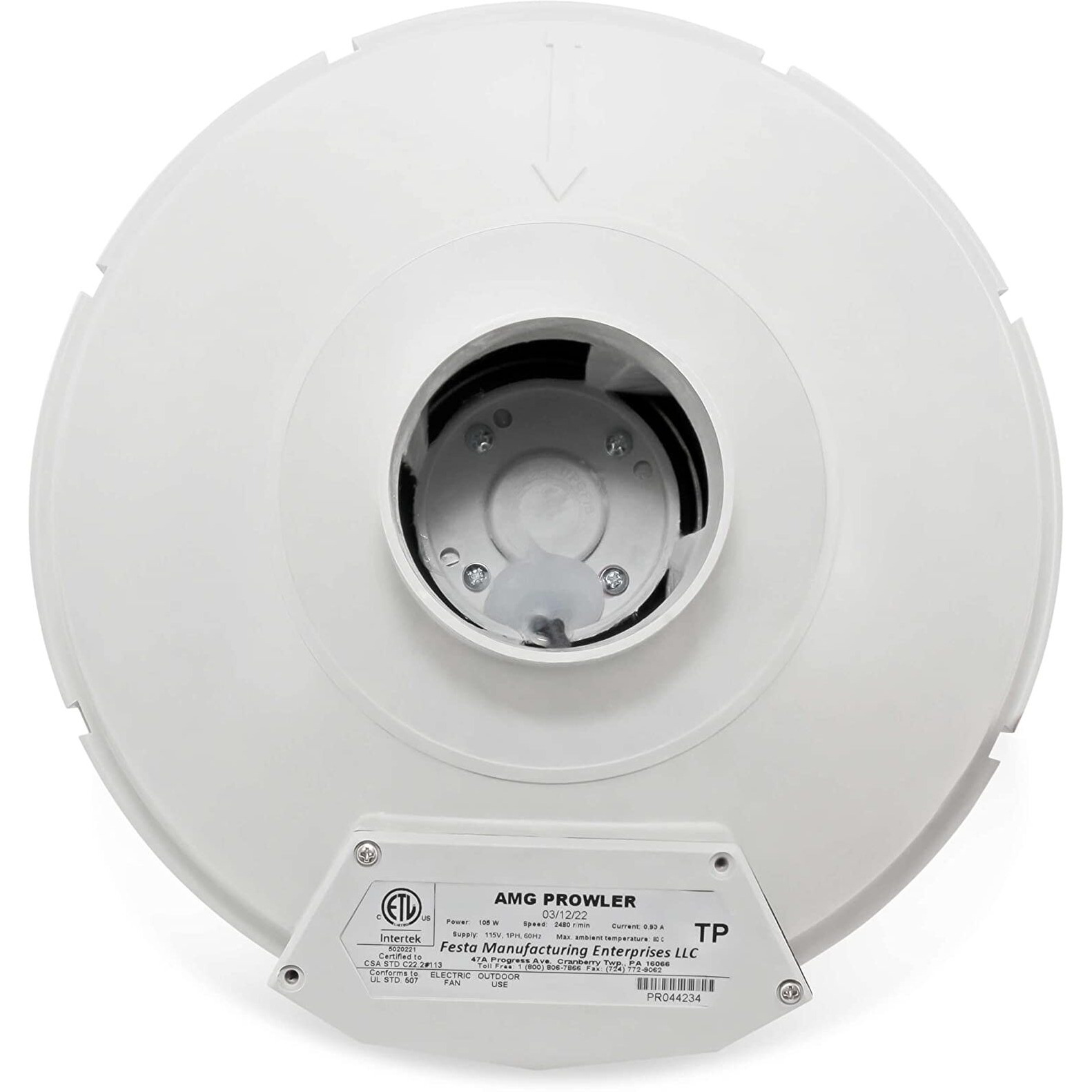Festa Radon Amg Prowler Radon Fan - Quiet And Energy Efficient 221 Cfm Radon Mitigation System Inline Fan - 3"" Electric Inline Fan - Made With Glass Reinforced Poly-Resin - White