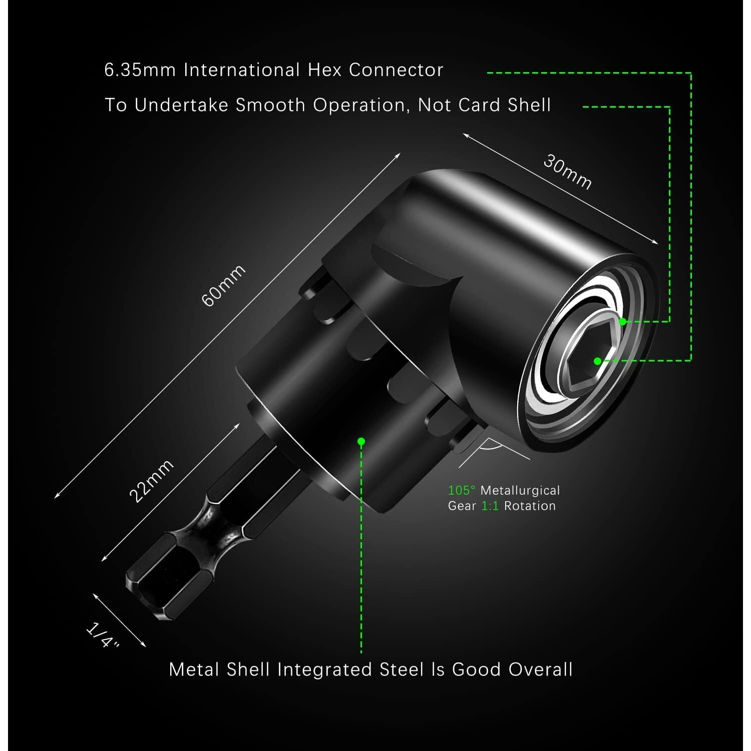 Impact Grade Driver Sockets Adapter Extension Set Drill Bit 3Pcs 1/4 3/8 1/2"" Universal Socket Adapter Set And Right Angle Drill 105 Degree Right Angle Screwdriver Set Drill Hex Bit Socket Adapter