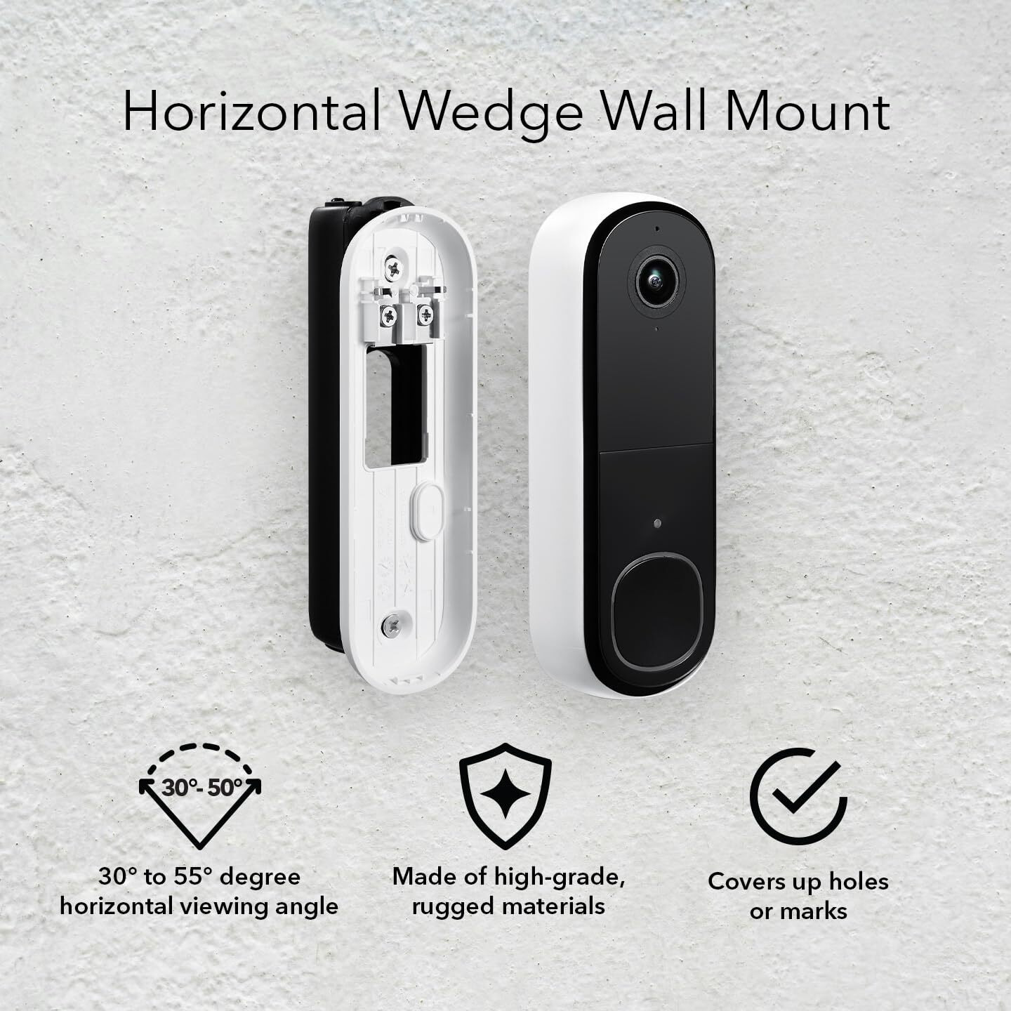 Wasserstein 35 To 55 Horizontal Wedge Wall Mount Compatible With Arlo Wireless Video Doorbell (2Nd Gen) & Essential Video Doorbell Wire-Free
