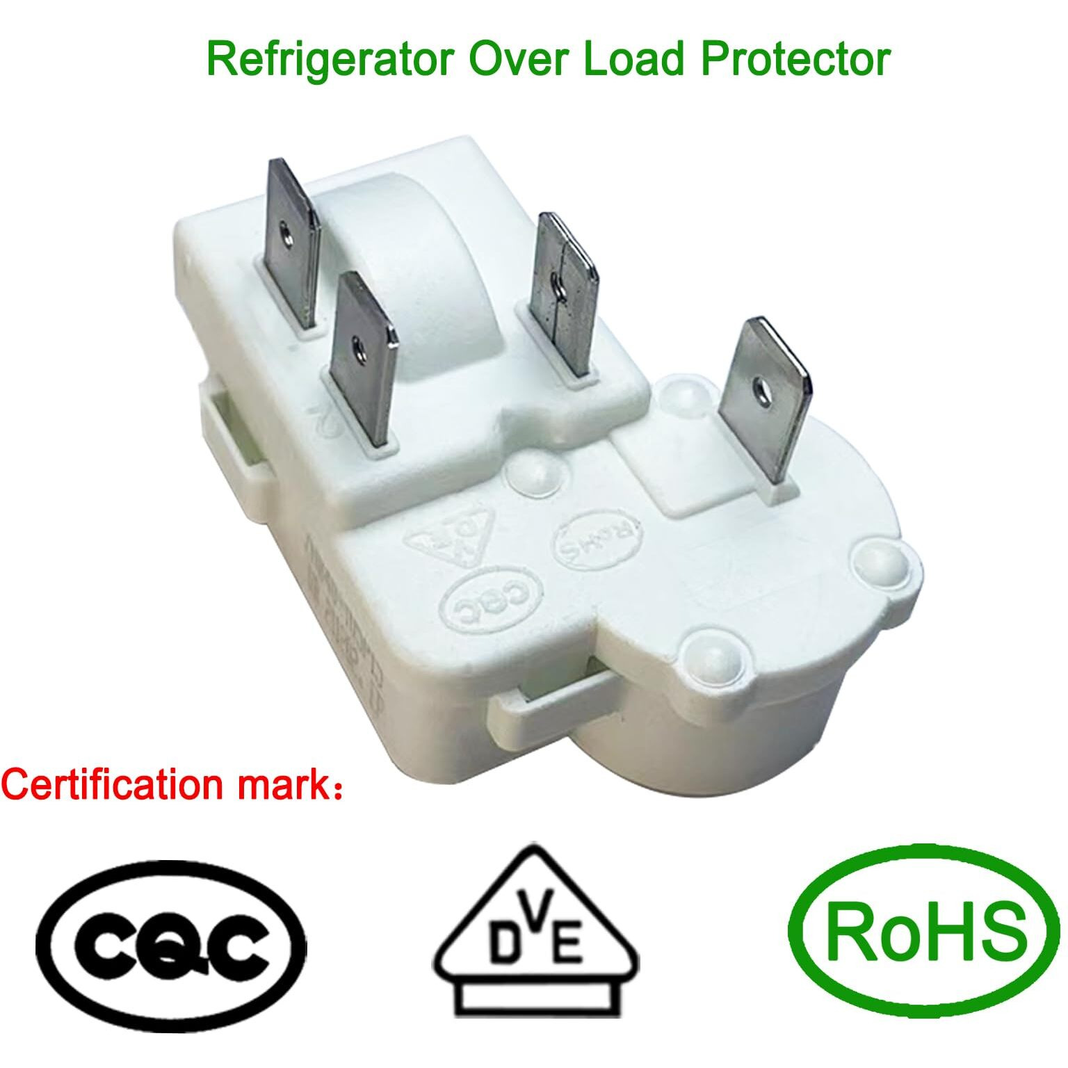 Refrigerator Freezer Compressor Ptc Starter Relay  4 Pins Over Load Protector Accessories Compatible Zhb Series Zhb88-125P4.7 Zhb35-120P15 Zhb60-120P15 Zhb69-120P15 Zhb60-120P4.7