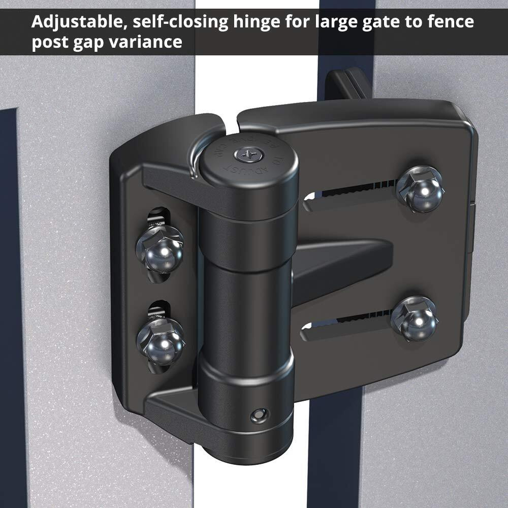 D&D Technologies Tcama2 Multi-Adjust Regular Duty Gate Hinges  For Self Closing Metal  Wood  Vinyl Gates Up To 55 Pounds  3-Way Adjustable  Gap Up To 2""  Black  2 Count