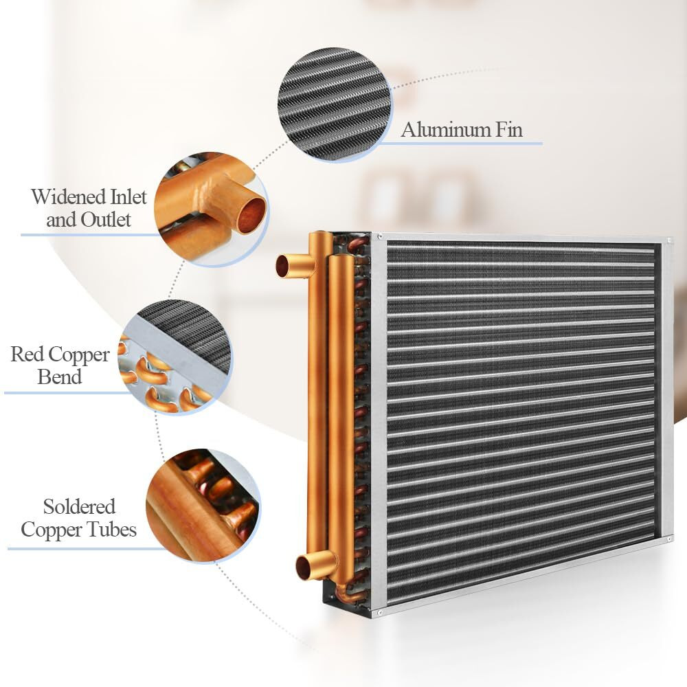 Water To Air Heat Exchanger 12X12 With 1"" Copper Ports For Outdoor Wood Furnaces  Residential Heating And Cooling  And Forced Air Heating