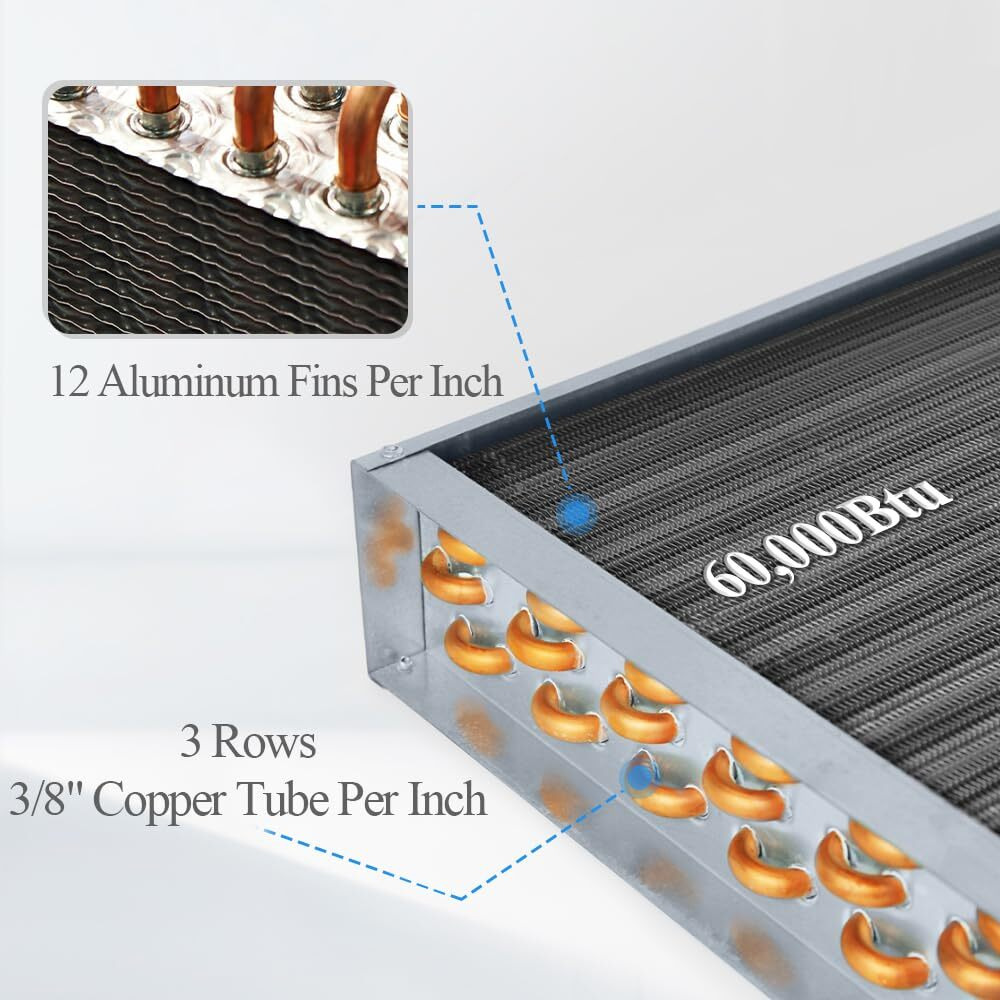 Water To Air Heat Exchanger 12X12 With 1"" Copper Ports For Outdoor Wood Furnaces  Residential Heating And Cooling  And Forced Air Heating
