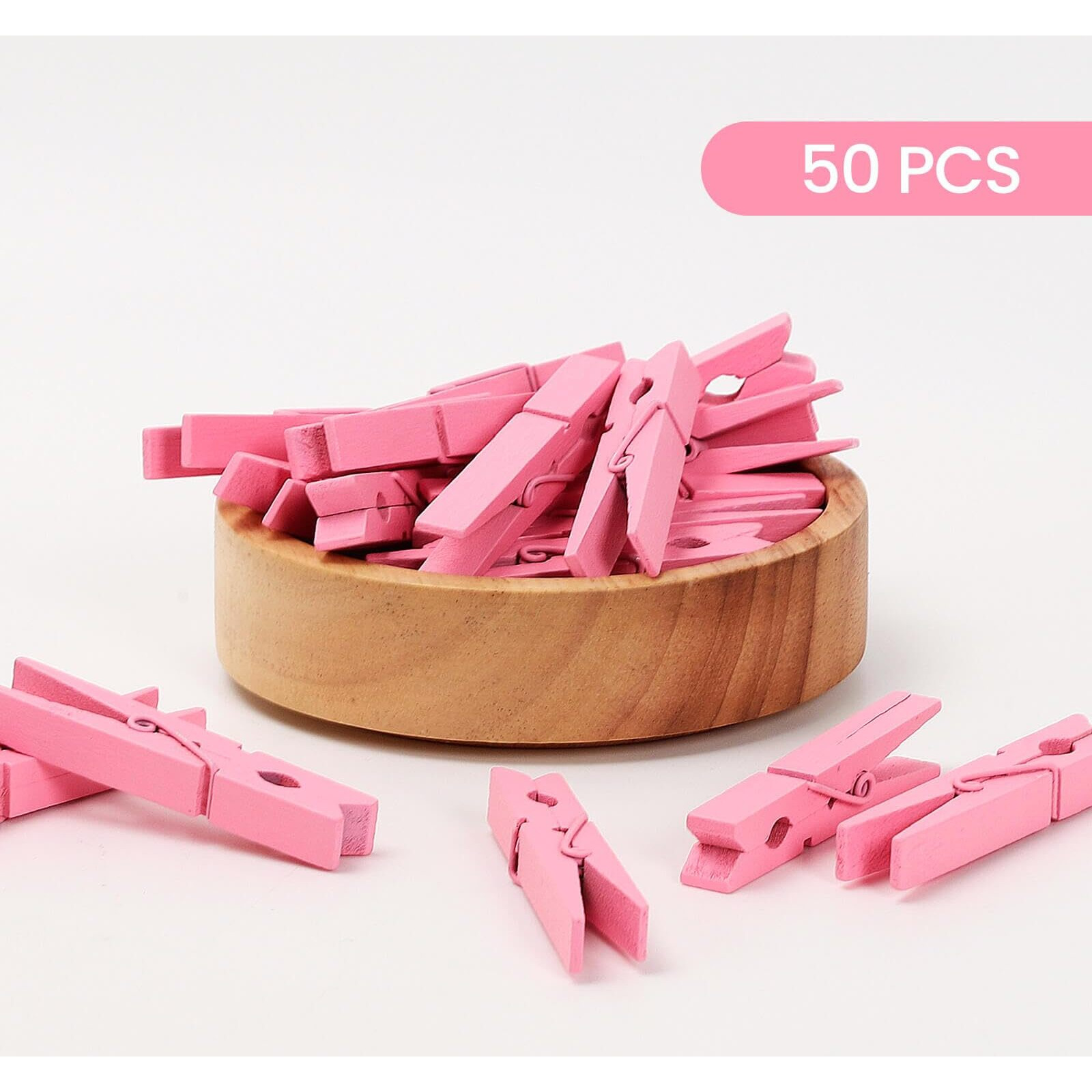 50Pcs Colored Wooden Clothespins  2.9Inch Pink Clothes Pins For Clip Pictures Photos Decorative  Small Colorful Wood Decoration Closepins Clips