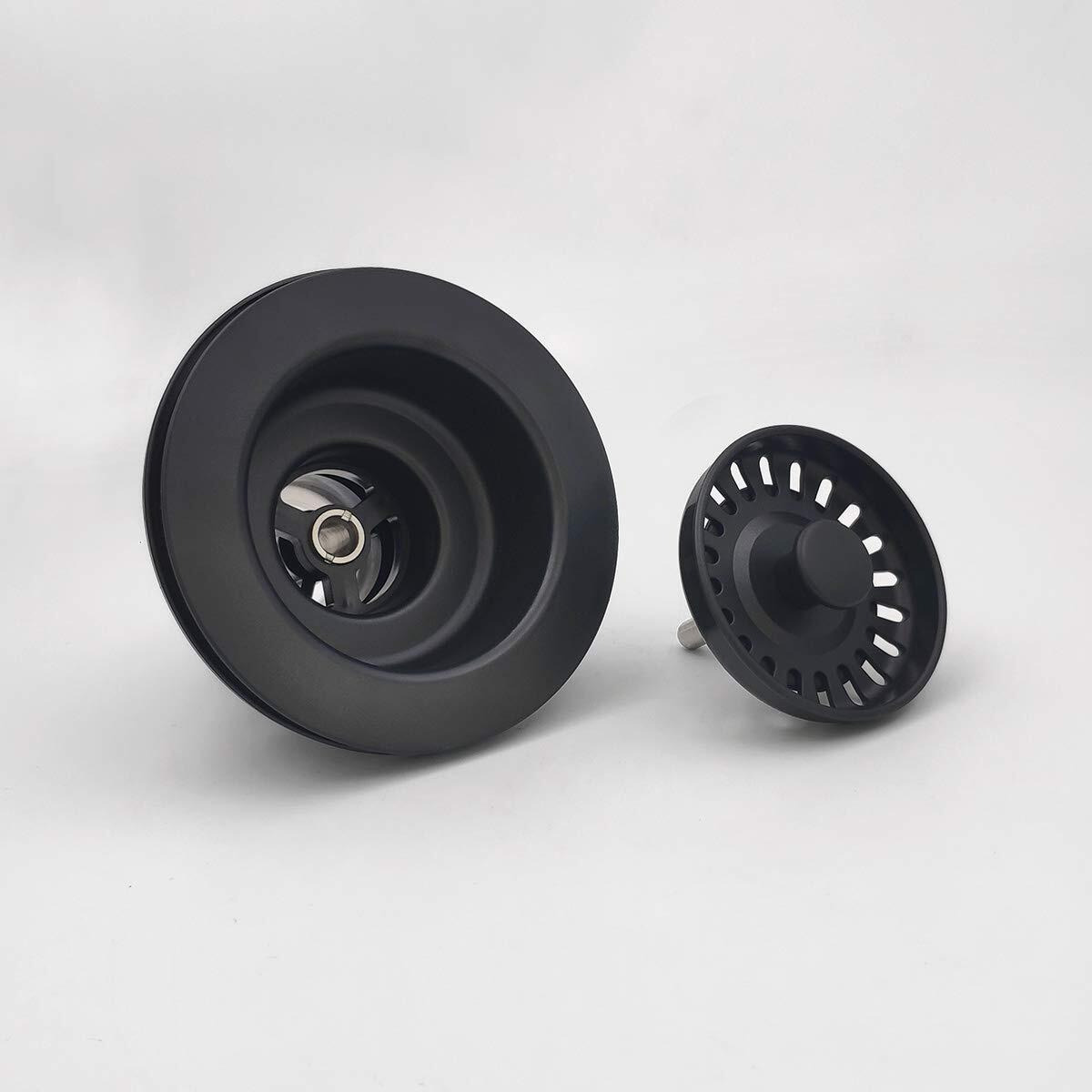 Eadot 3-1/2 Inch Polymer Black Kitchen Sink Drain Assembly With Basket Strainer And Stopper  Kitchen Drain Basket Strainer For Granite/Fireclay Kitchen Sinks