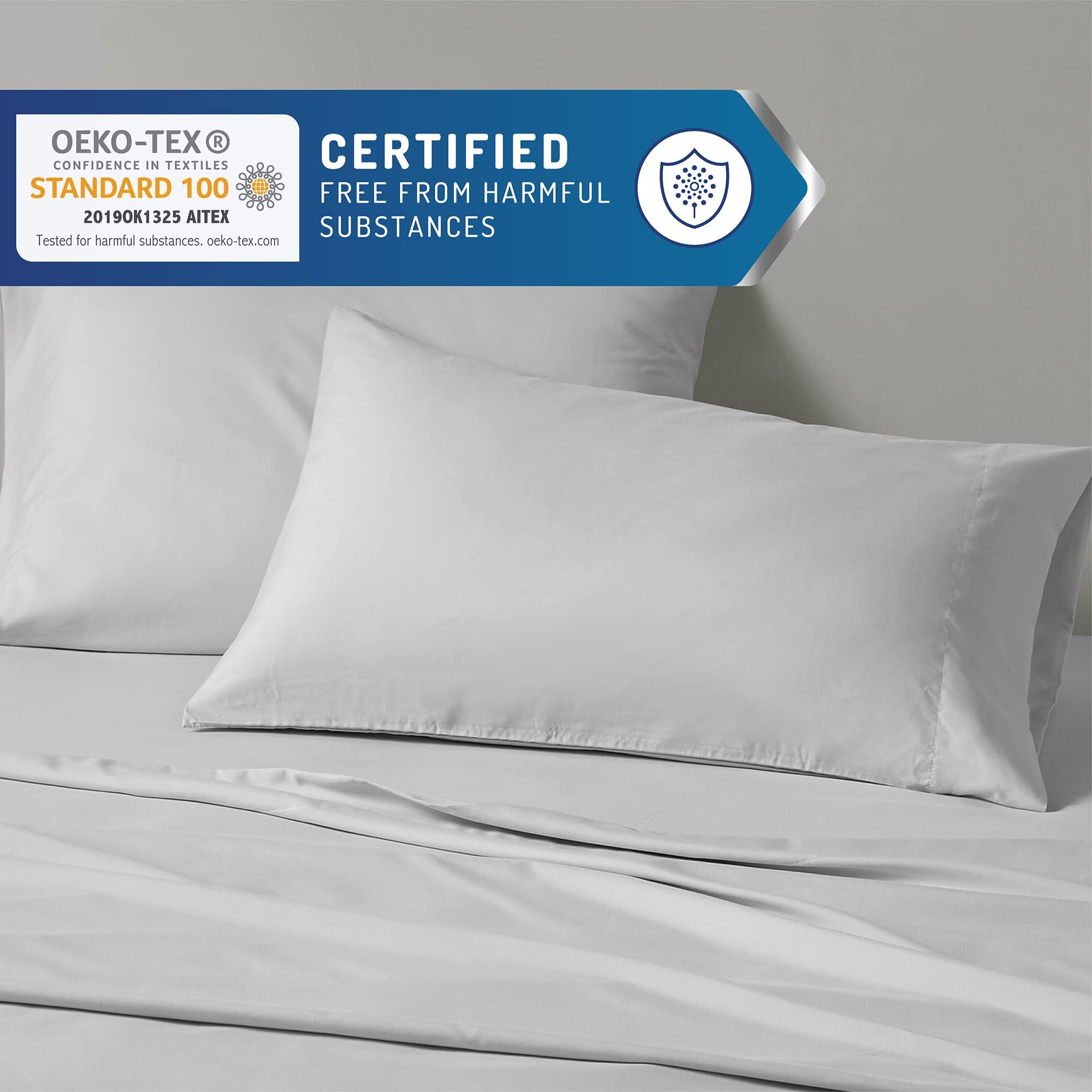 Degrees Of Comfort Coolmax Cooling Sheets | Queen Size Bed Sheet Set For Hot Sleepers | Soft Fabric With Deep Pocket  Light Grey 4Pc