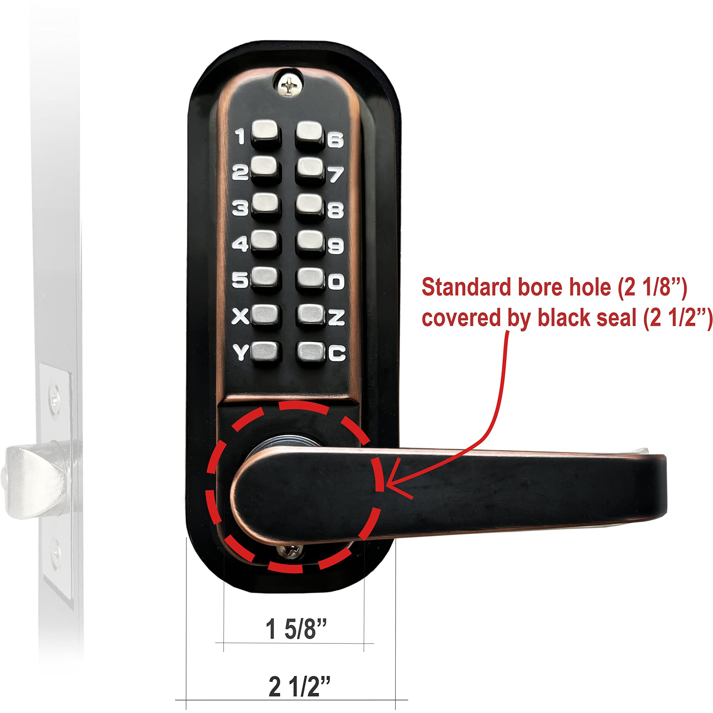 Jounjip Mechanical Keyless Combination Lever Handle Door Lock - [Square Spindle] Easier Install - (Oil-Rubbed Bronze) 2023 Upgrade Version