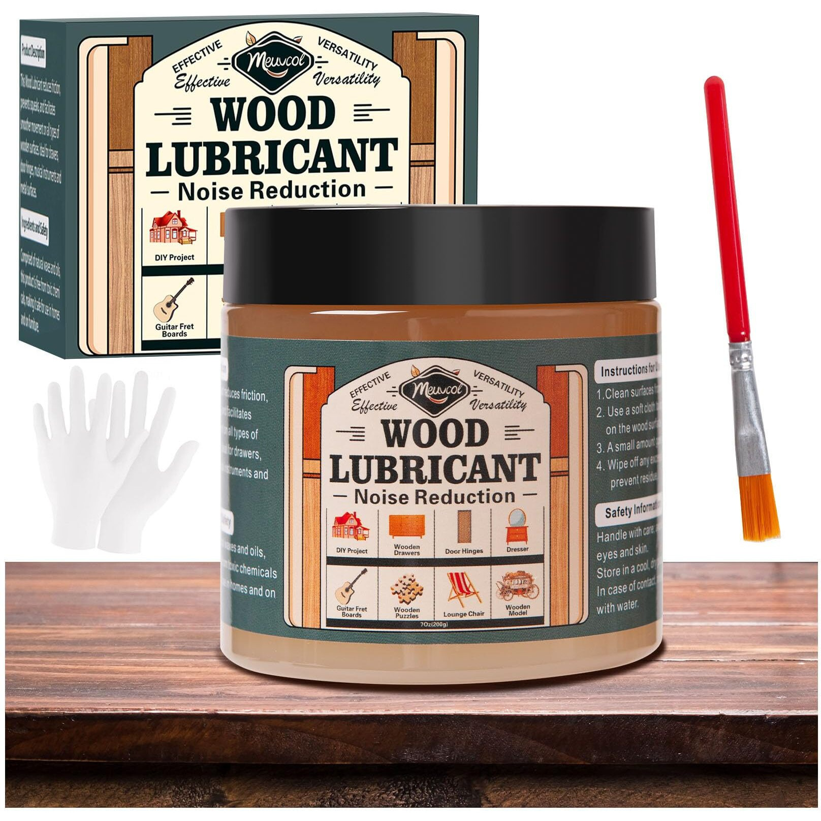 Wood Lubricant For Home Projects  7 Oz Multi-Purpose Paste Wax For Wood - Drawer & Door Hinge Lubricant - Dresser  Cabinet  Guitar  Puzzle  Chair Lubricant - Eliminate Sticking & Noise