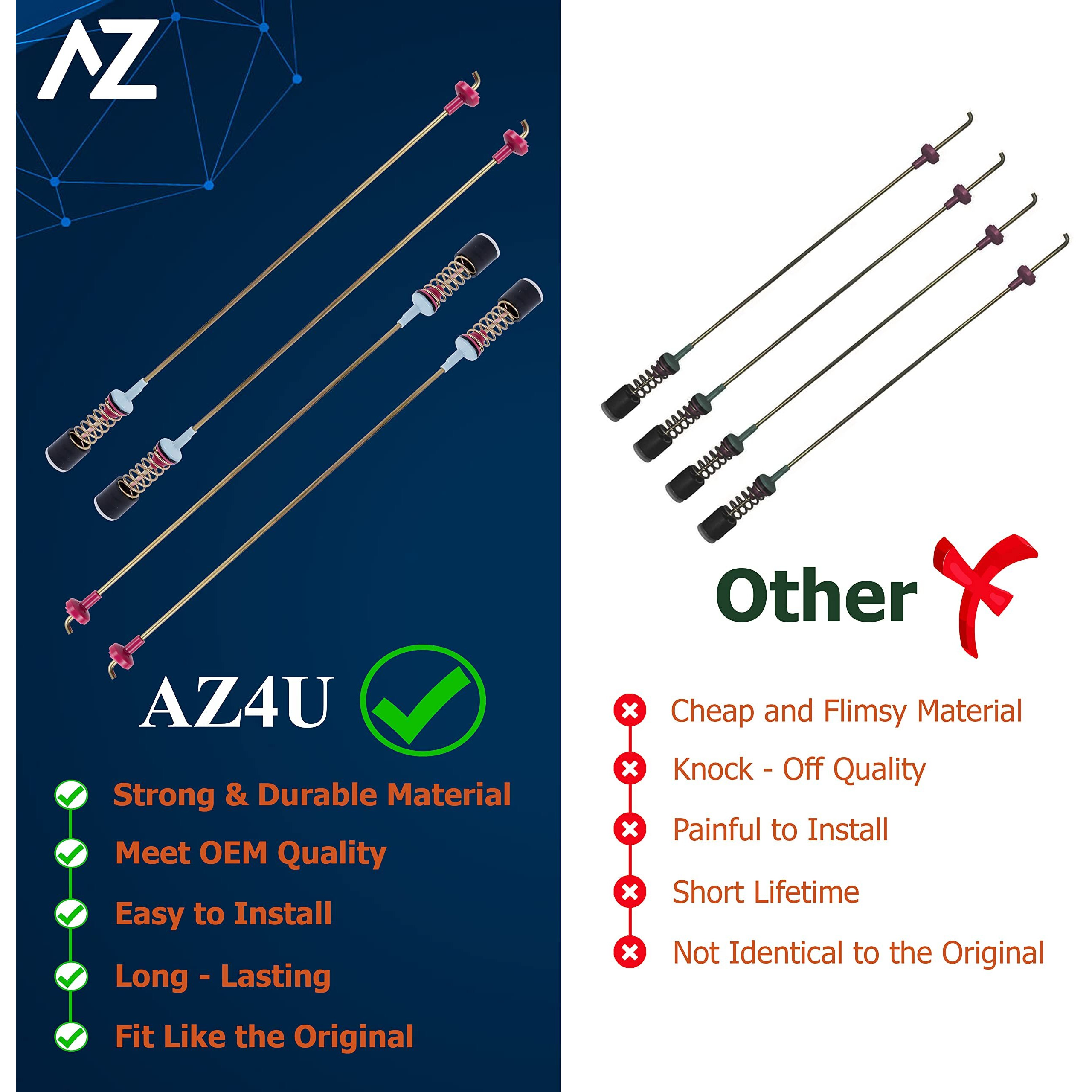 4 Washer Suspension Rod Damper Replaces For Samsung Wa45M7050Aw/A4 Wa5451Anw/Xaa Wa45N3050Aw/A4 Wa45T3200Aw Wa45T3400Av Wa45T3400Aw Wa50R5200Aw/Us Wa50R5400Av/Us Wa50T5300Ac Wa456Drhdsu/Aa Wa50R5400Aw