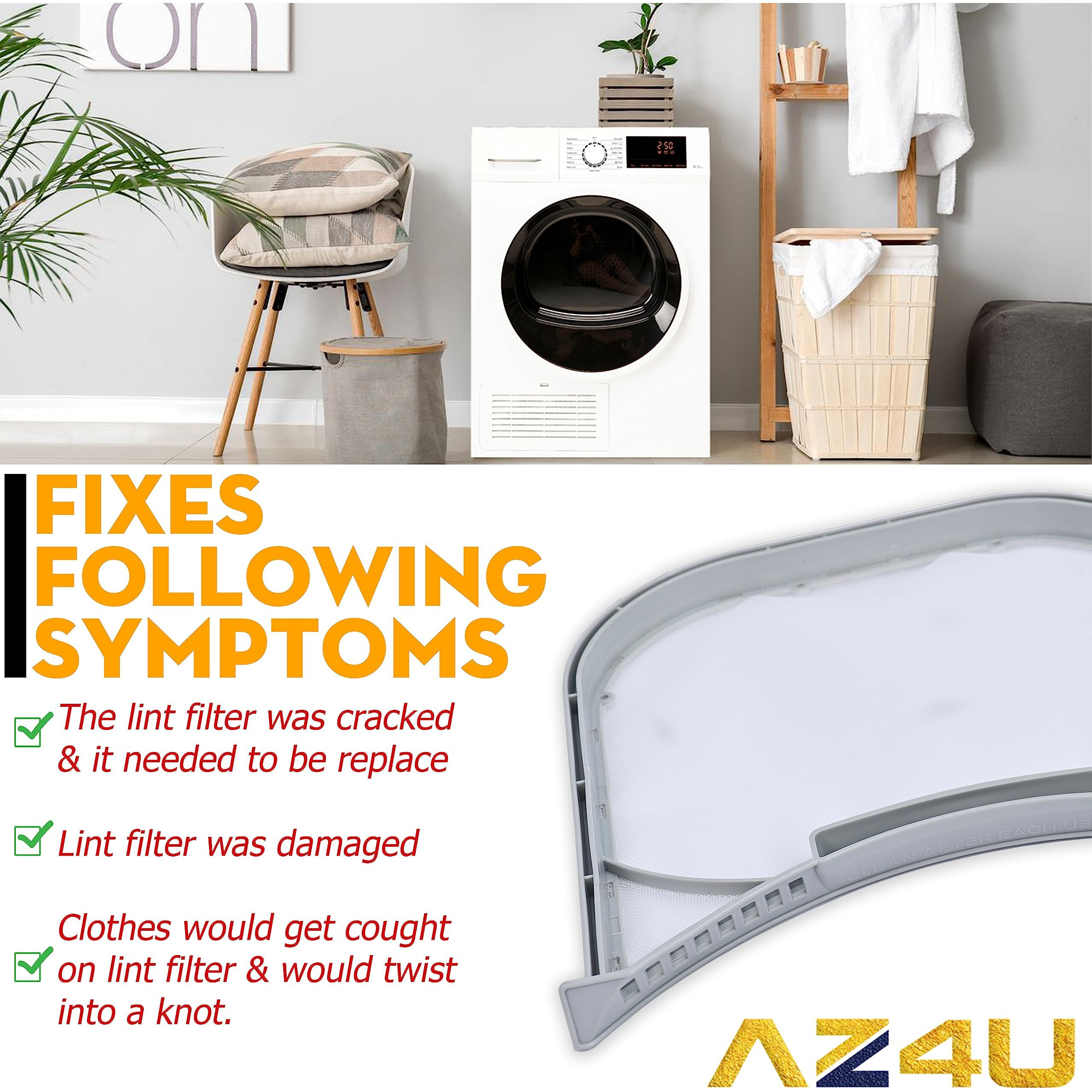 Dryer Lint Filter Screen Trap Replaces For Lg Dle3400W Dle3500W Dle3170W Dle2701V Dle3050W Dle3180W Dle3360W Dle3400 Dle3075W Dle317Dw Dle2601W Dle2601R Dle4970W Dle3600V Dle3300W Dlex3250R Dlex3370