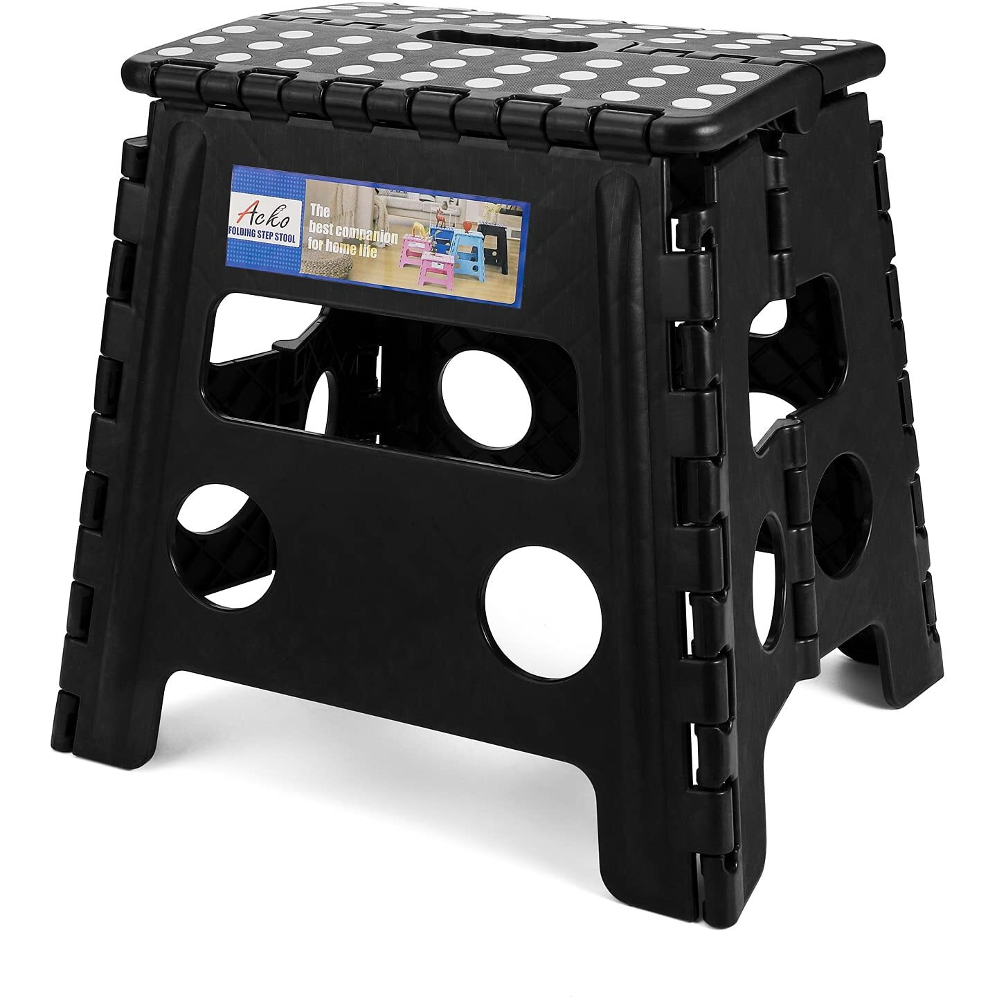 Acko Folding Step Stool 13 Inch Heavy Duty Plastic Foldable Step Stool For Kids And Adults  Small Collapsible Fold Up Stepping Stool 1 Pack