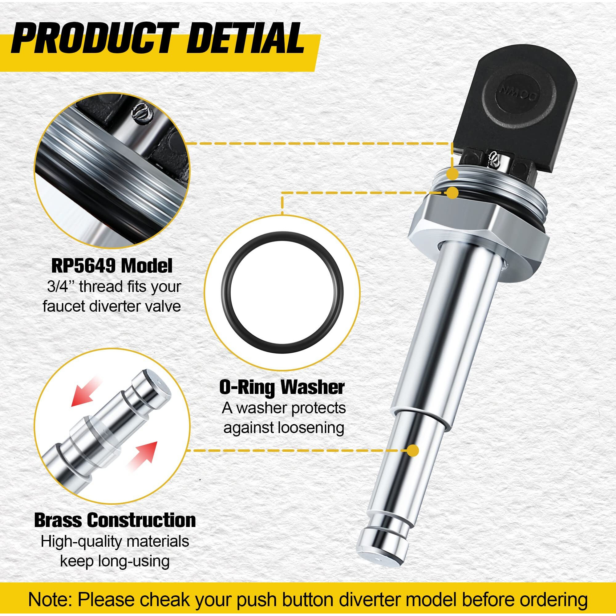 Enhon Push Button Diverter  Replacement For Rp5649  Compatible With Delta Faucet Diverter Valve  Shower Replacement Parts  Shower Diverter Assembly For Use In Single Handle Tub And Shower Faucets