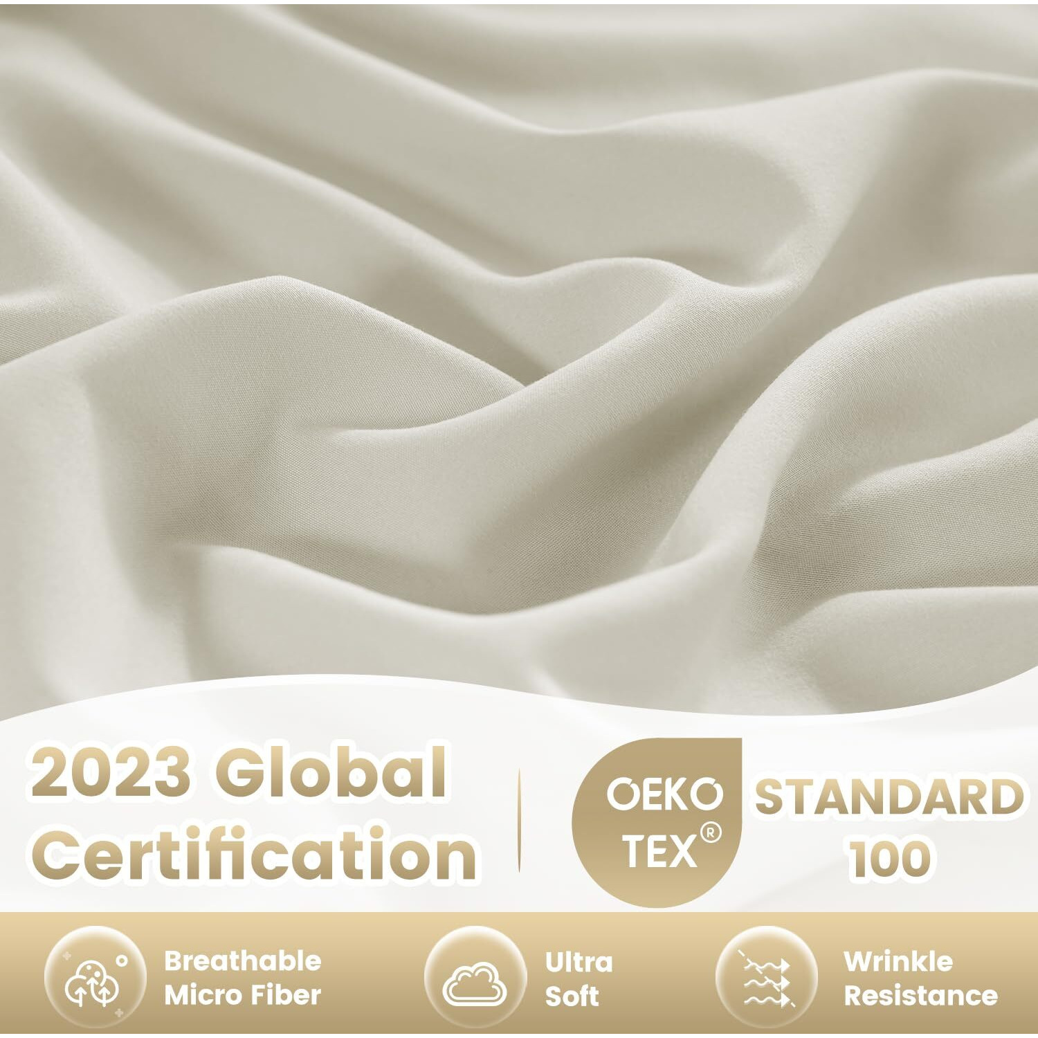 Silky Soft Queen Sheet Set - Luxury 4 Piece Breathable Cooling Sheets For Queen Size Bed  16"" Deep Pocket Easy Care Wrinkle Free Bedding Sheet And Pillowcase Set  Ivory