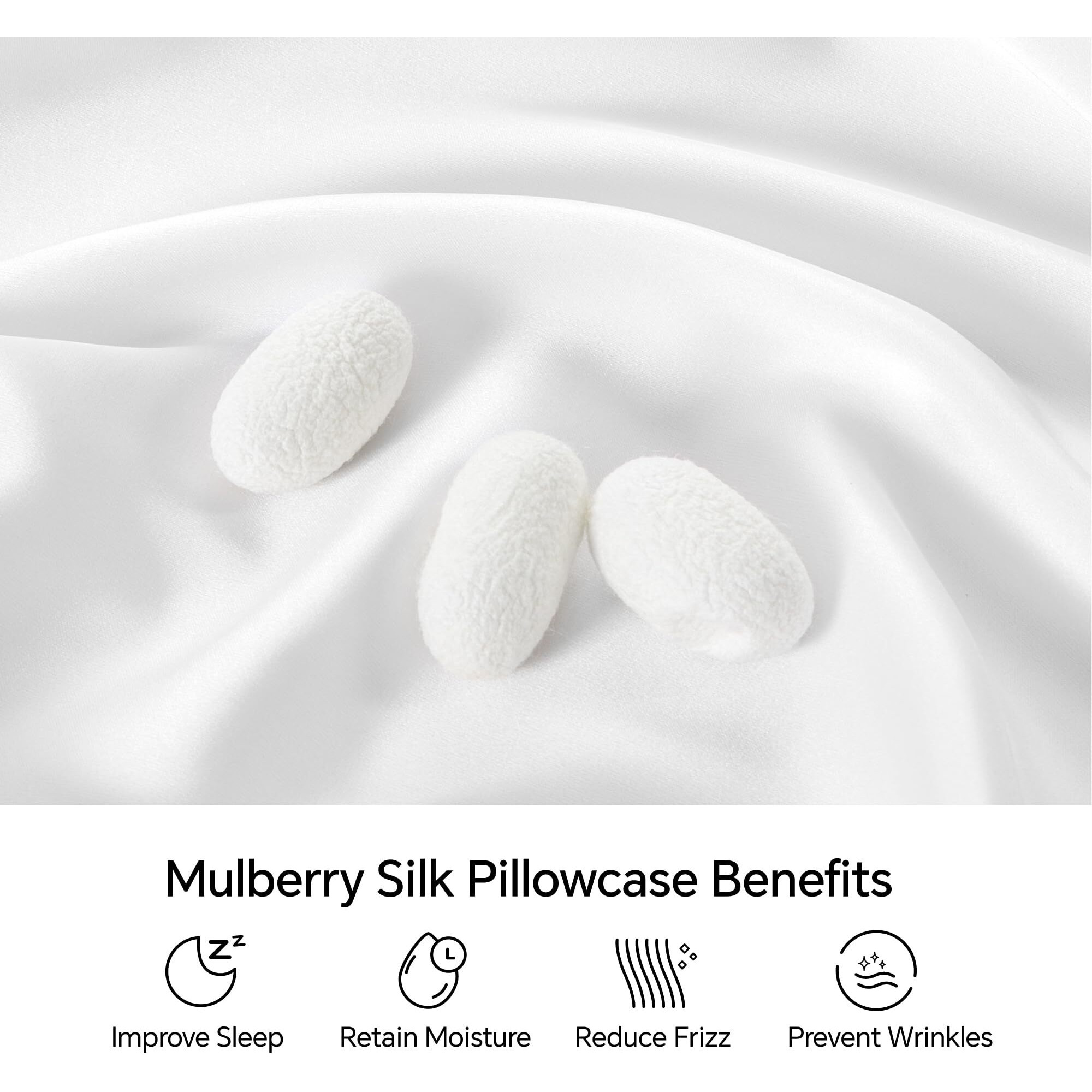 Infiixso Mulberry Silk Pillowcase For Hair And Skin  Silk Pillow Cases Standard Size Set Of 2 With Hidden Zipper 20X26 Inches  Ultra Smooth And Soft Cooling Pillow Cases For Hot Sleepers(White 2 Pack)