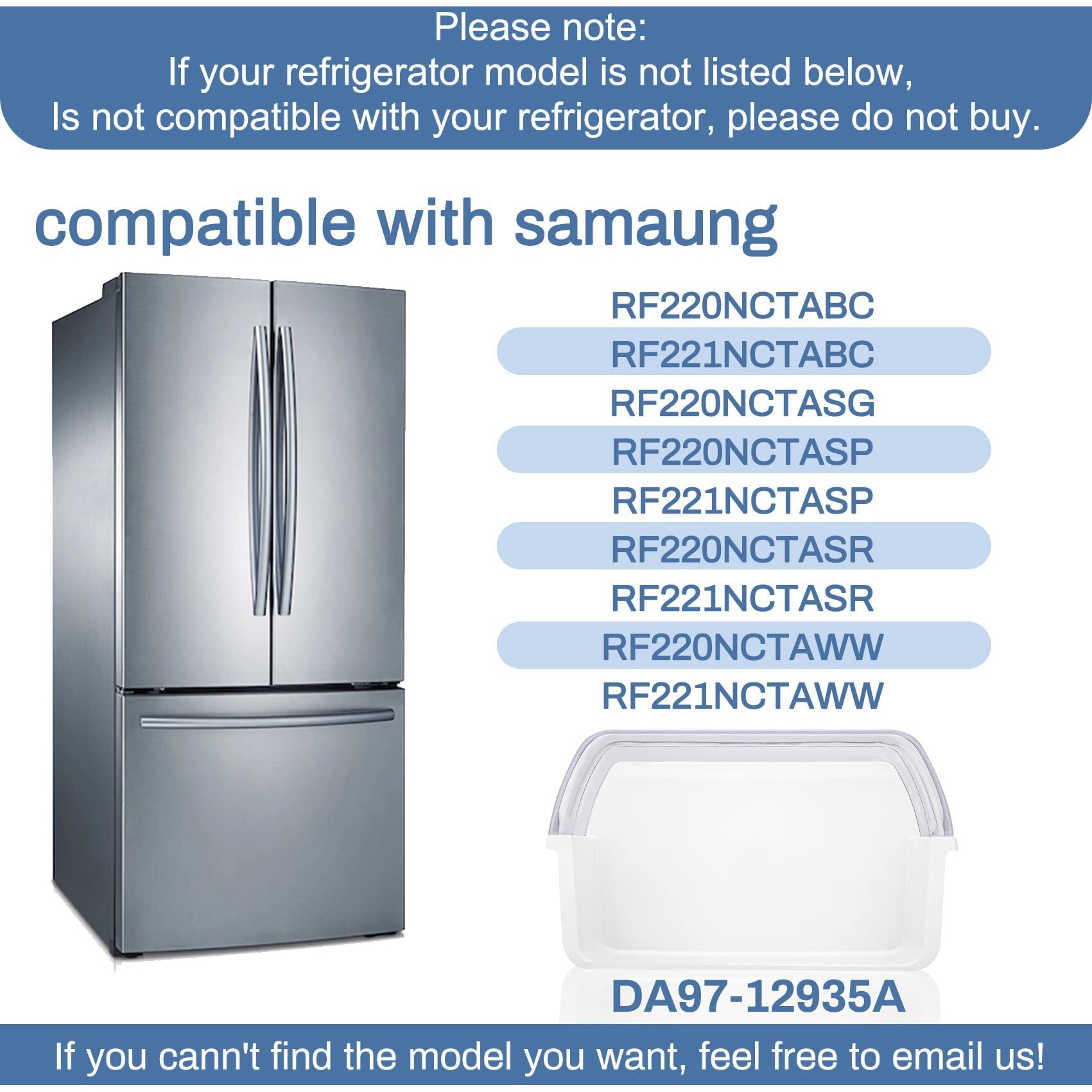 Da97-12935A Door Bin  Rf220Nctasr Door Shelf Compatible With Samsung(Both Left And Right) Rf220Nctasg  Rf220Nctaww  Rf220Nctasp  Rf221Nctasp  Rf221Nctasr Etc Refrigerator  Replaces Ap5651846
