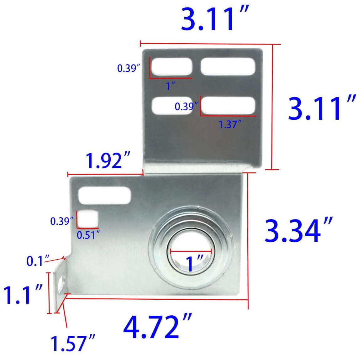 End Bearing Plates Brackets  Garage Door Parts Torsion Spring Bracket With Bearing 3 3/8 Inch  Residential Brackets For 2"" Track Wood Or Steel Doors (Pair)