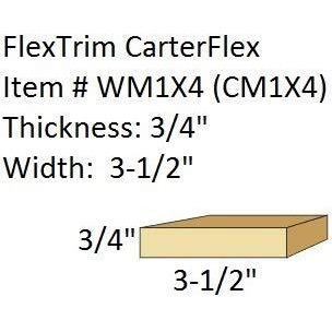 Flextrim 1X4 Flexible Flatstock Casing Molding 3/4"" Thick X 3-1/2"" Wide - Pre Curved To Fit Half Round Arches 34"" Diameter Up To 40"" Diameter