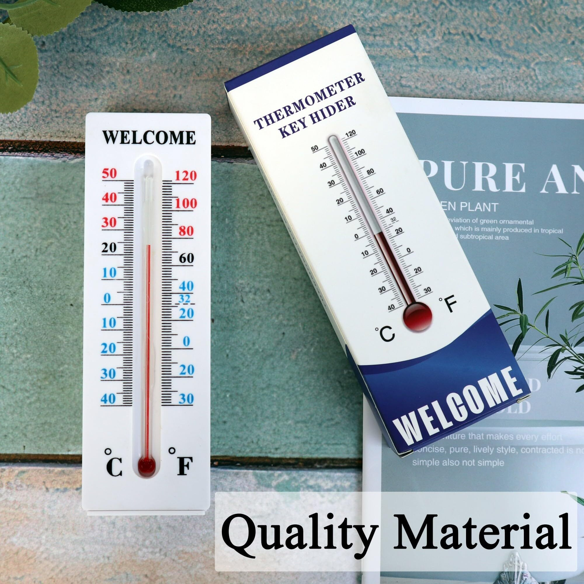 Amikdis Hide A Key Outside Thermometer Decorative Key Hiders Holder Containers Lockbox For House Spare Keys Cabinet Outdoor Secret Compartment Items Safe Storage Yard Garden Indoor Geocaching