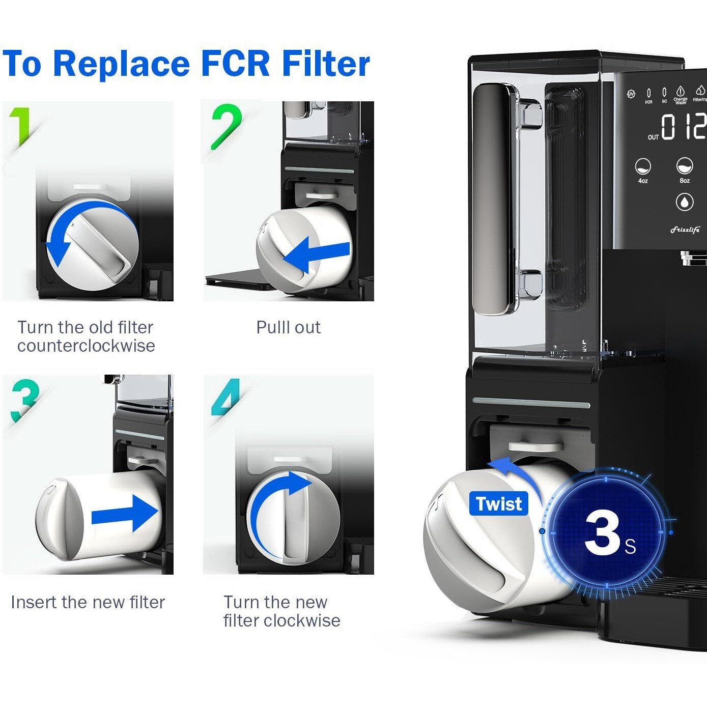 Frizzlife Fcr100+ Replacement Ro Membrane Filter Cartridge For Wb99 Countertop Reverse Osmosis Water Filter System