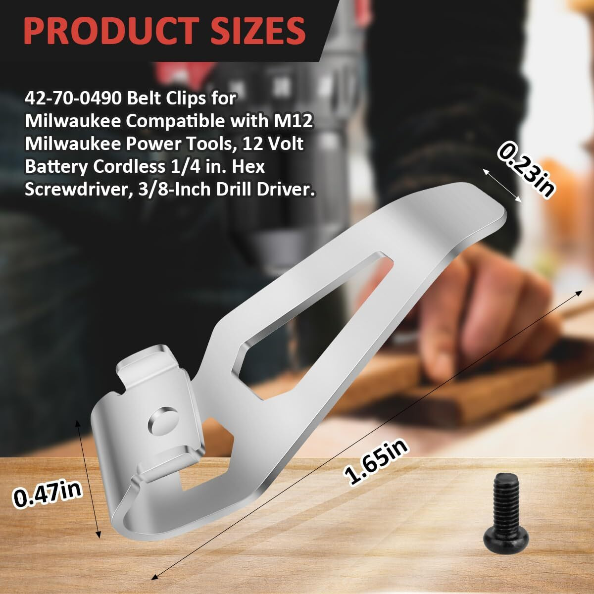 Belt Clips For Milwaukee  4Pcs 42-70-0490 Drill Tool Clips Hook Kit With Screws For Milwaukee Hex Screwdrive  Drill Driver  12 Volt Power Tools