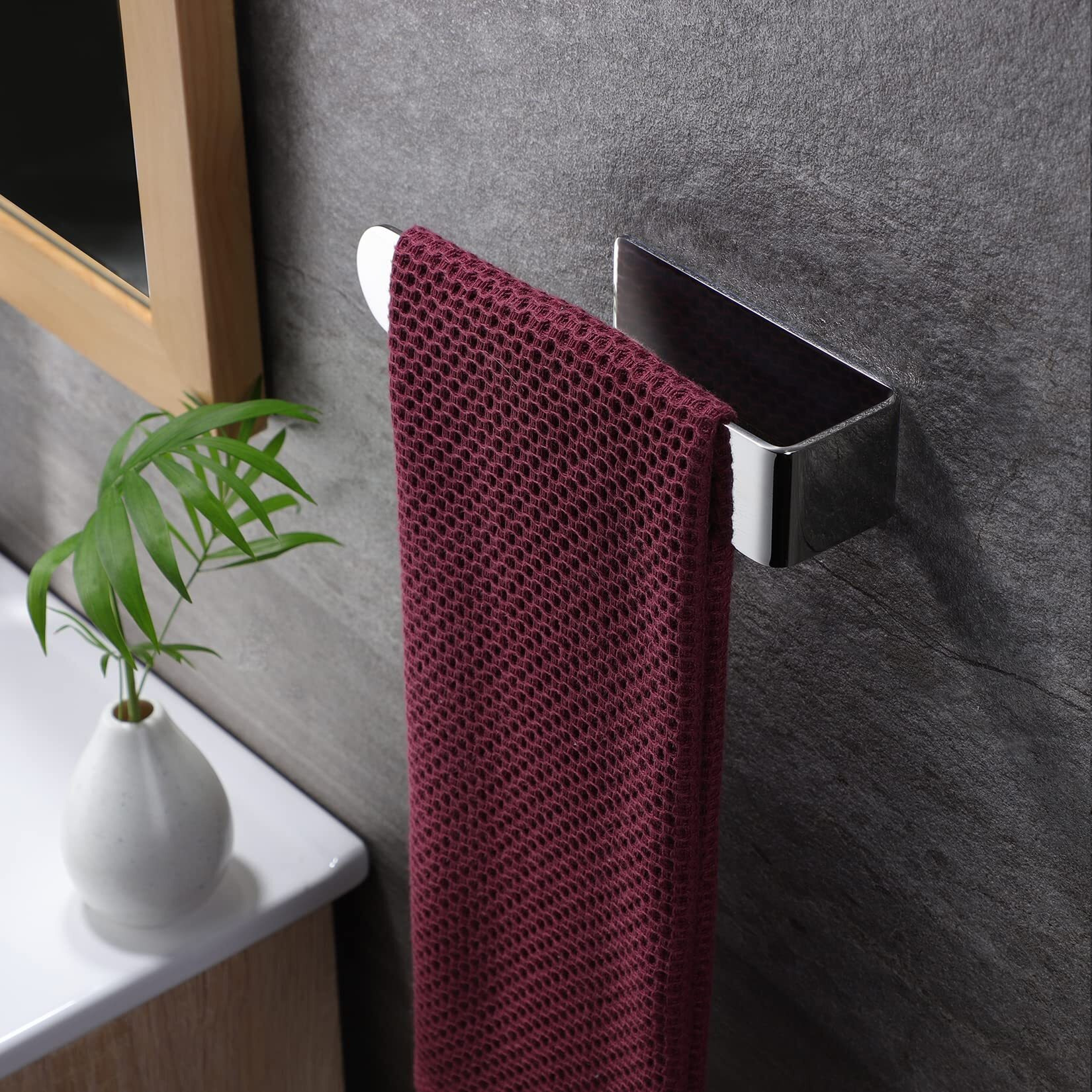 Taozun Hand Towel Holder - Adhesive Hand Towel Bar Open Towel Ring Polished Towel Rack For Bathroom Kitchen  Sus 304 Stainless Steel