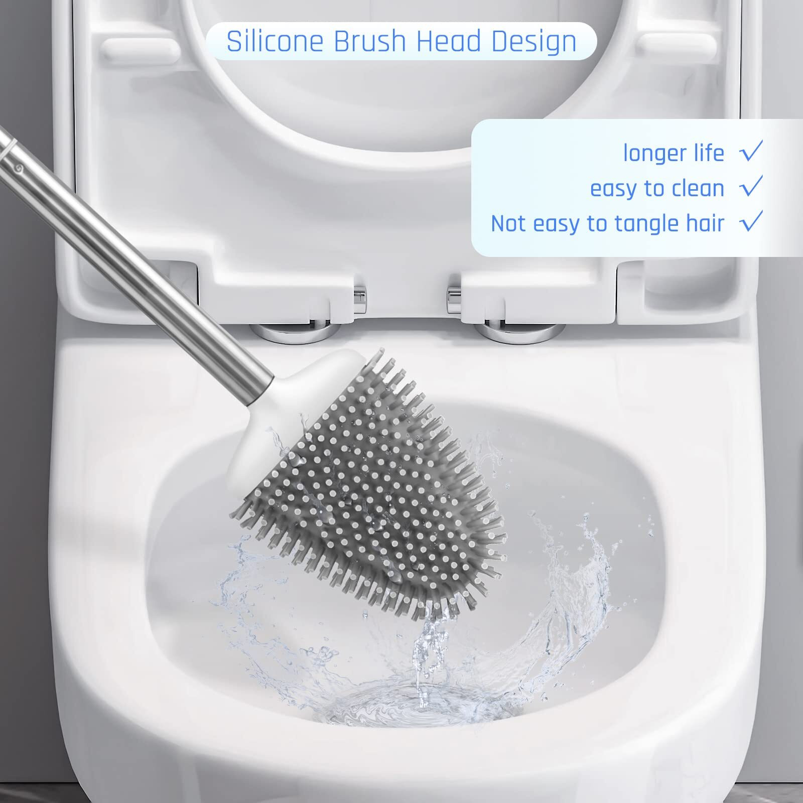 Sellemer Toilet Brush And Holder Set For Bathroom  Flexible Toilet Bowl Brush Head With Silicone Bristles  Compact Size For Storage And Organization  Ventilation Slots Base (3 Pack  Multicolor)