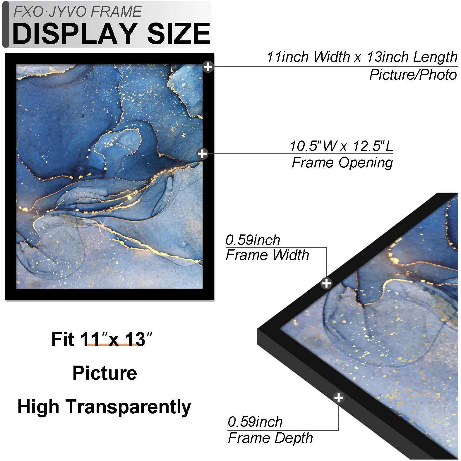 Fxojyvo 11X13 Picture Frame  Black Frame For 11 X 13 Inch Picture Poster Photo  Light Weight And High Transparent 11 By 13 Frame For Wall - 1 Pack/Black/11 X13