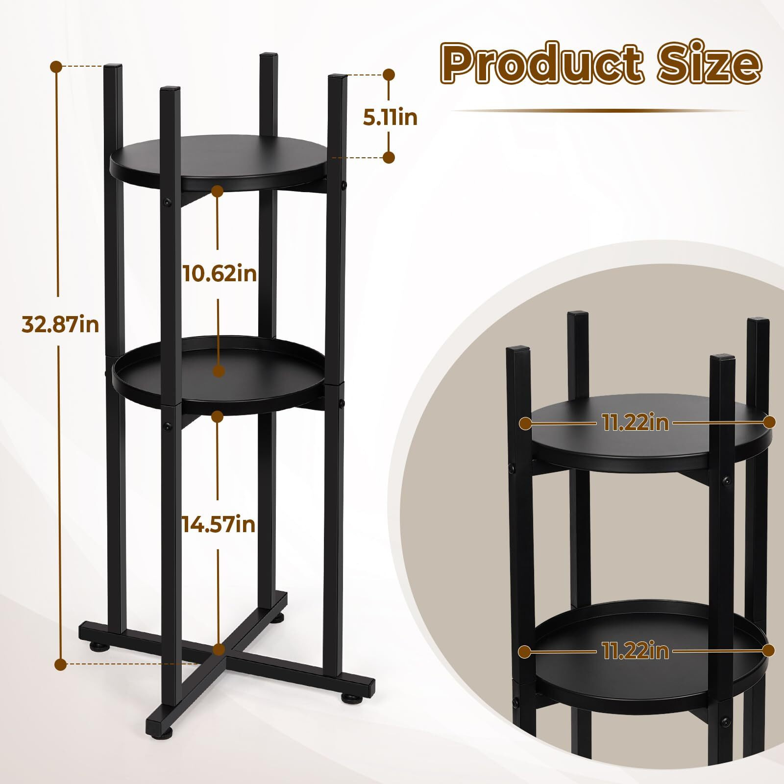 Retyion Water Dispenser Stand 5 Gallon Water Jug Stand Sturdy Water Stand(32.8"" Hight-11.2"" Wide) Water Jug Stand With 2 Round Shelfs For 1-5 Gallon Water Bottles/Crocks  Water Jug And Plant Stand