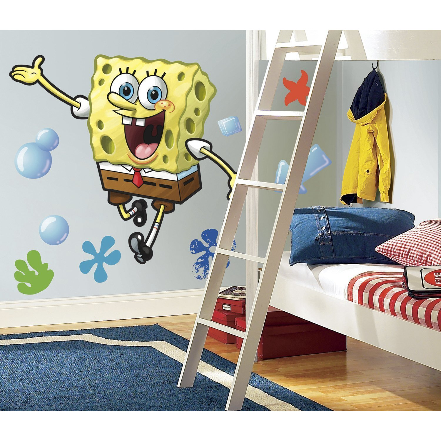 Roommates Rmk1406Gm Spongebob Squarepants Peel And Stick Giant Wall Decal   Yellow
