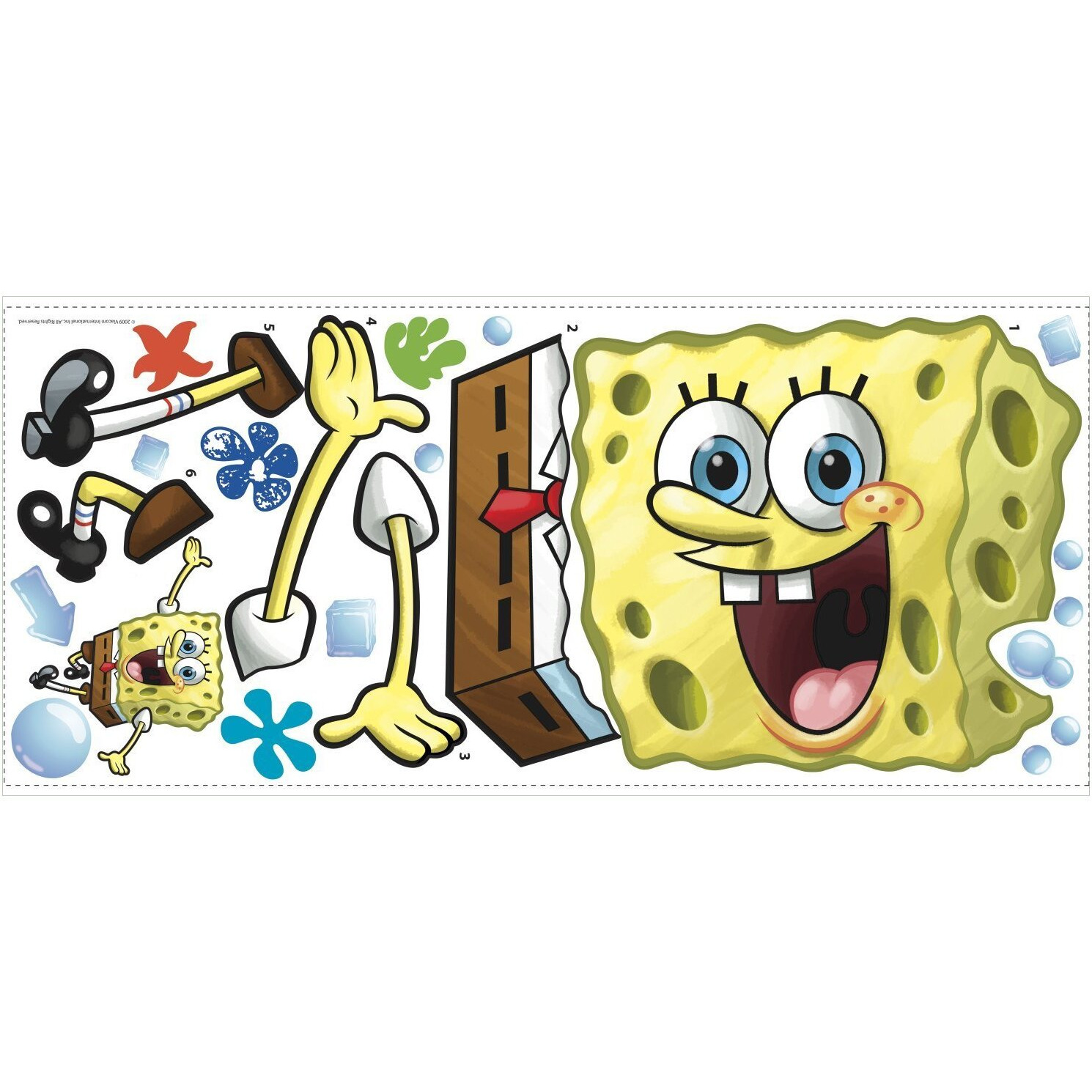 Roommates Rmk1406Gm Spongebob Squarepants Peel And Stick Giant Wall Decal   Yellow