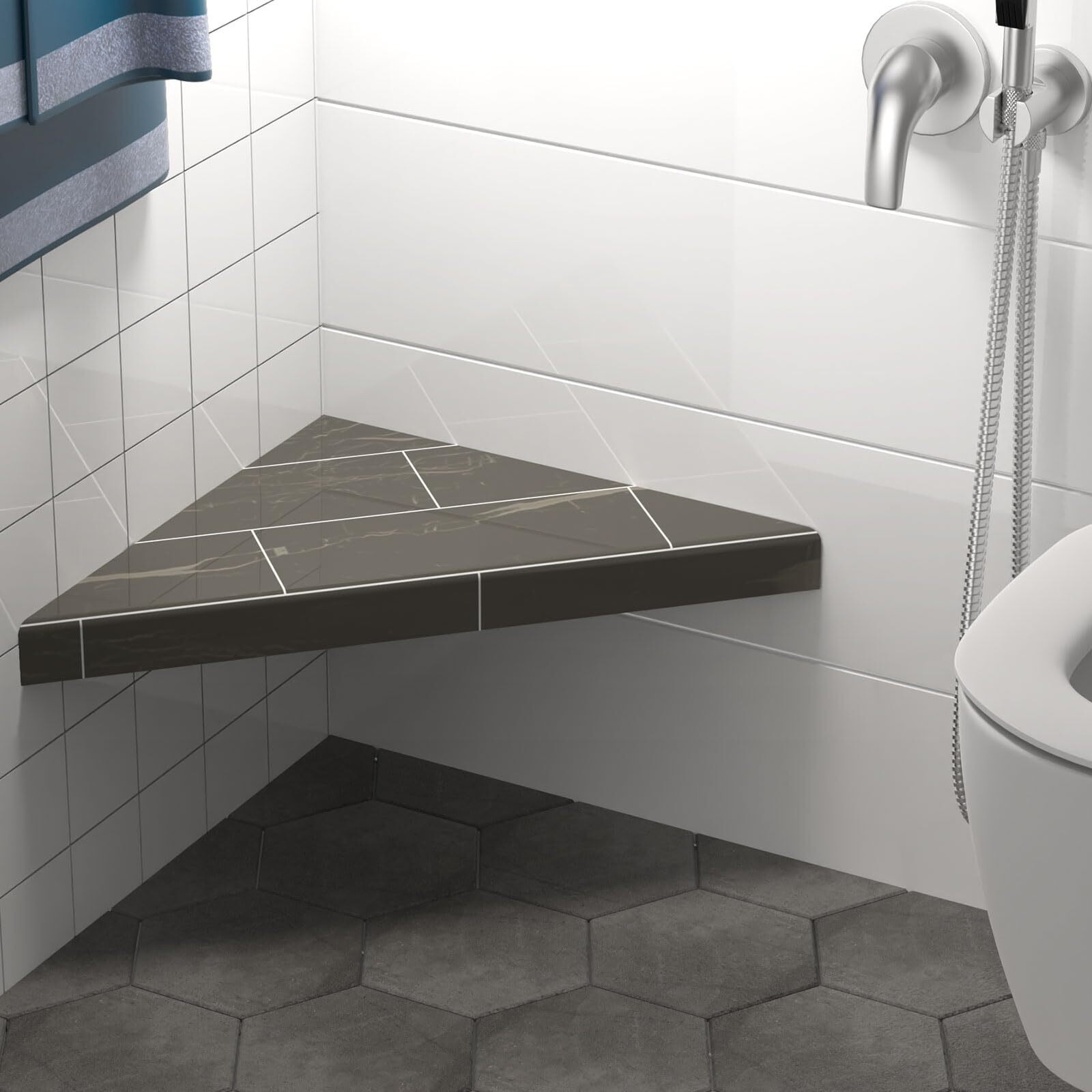 Floating Corner Shower Bench Kit-Customizable Appearance Corner Bench Seatin (22"&quotX22"&quotX31"")