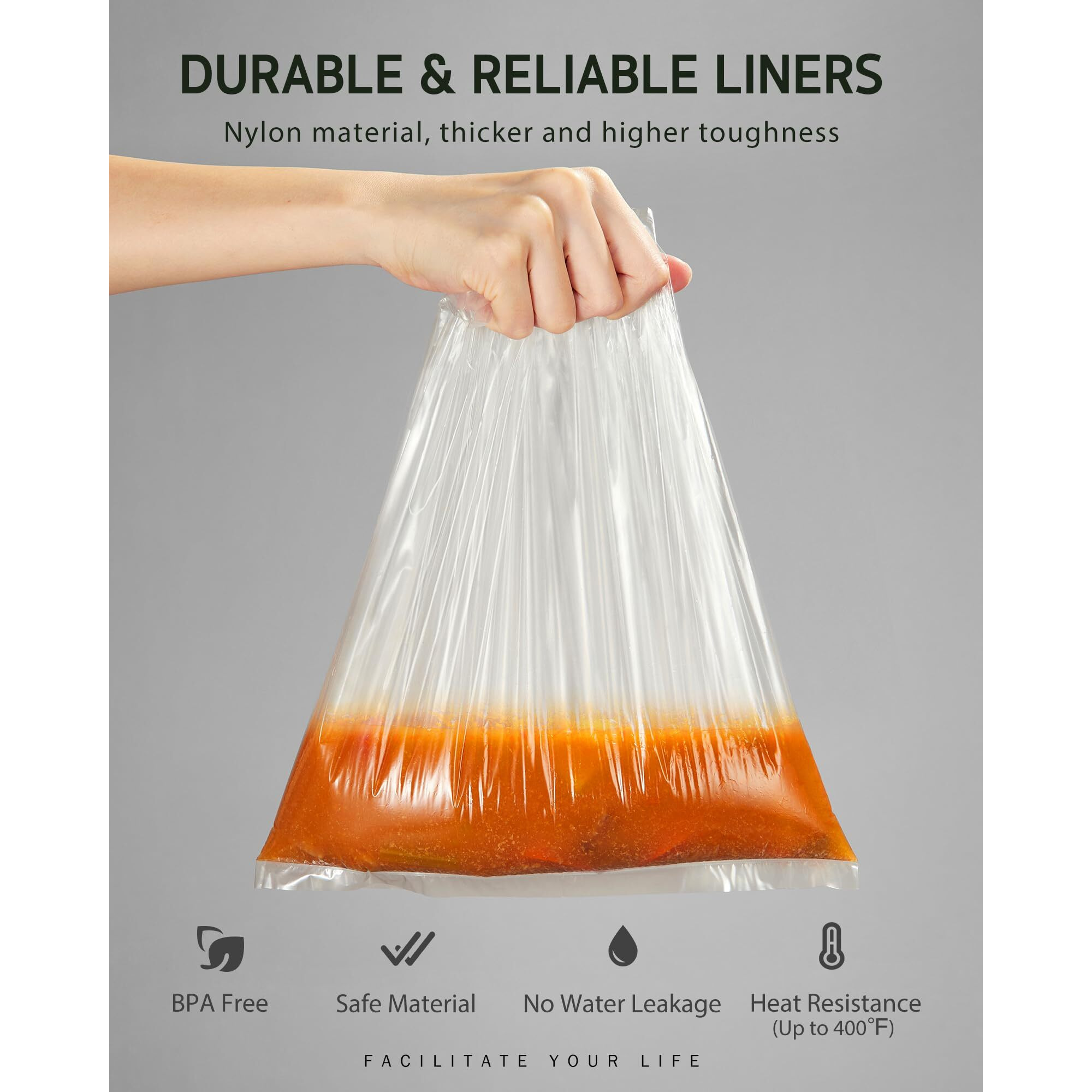 Syntus Slow Cooker Liners  15 Count Cooking Bags Extra Large Size Disposable Pot Liners Plastic Bags  Fit 6Qt To 10Qt For Slow Cooker Cooking Trays  14&quot&quotX 22&quot&quot  15 Liners