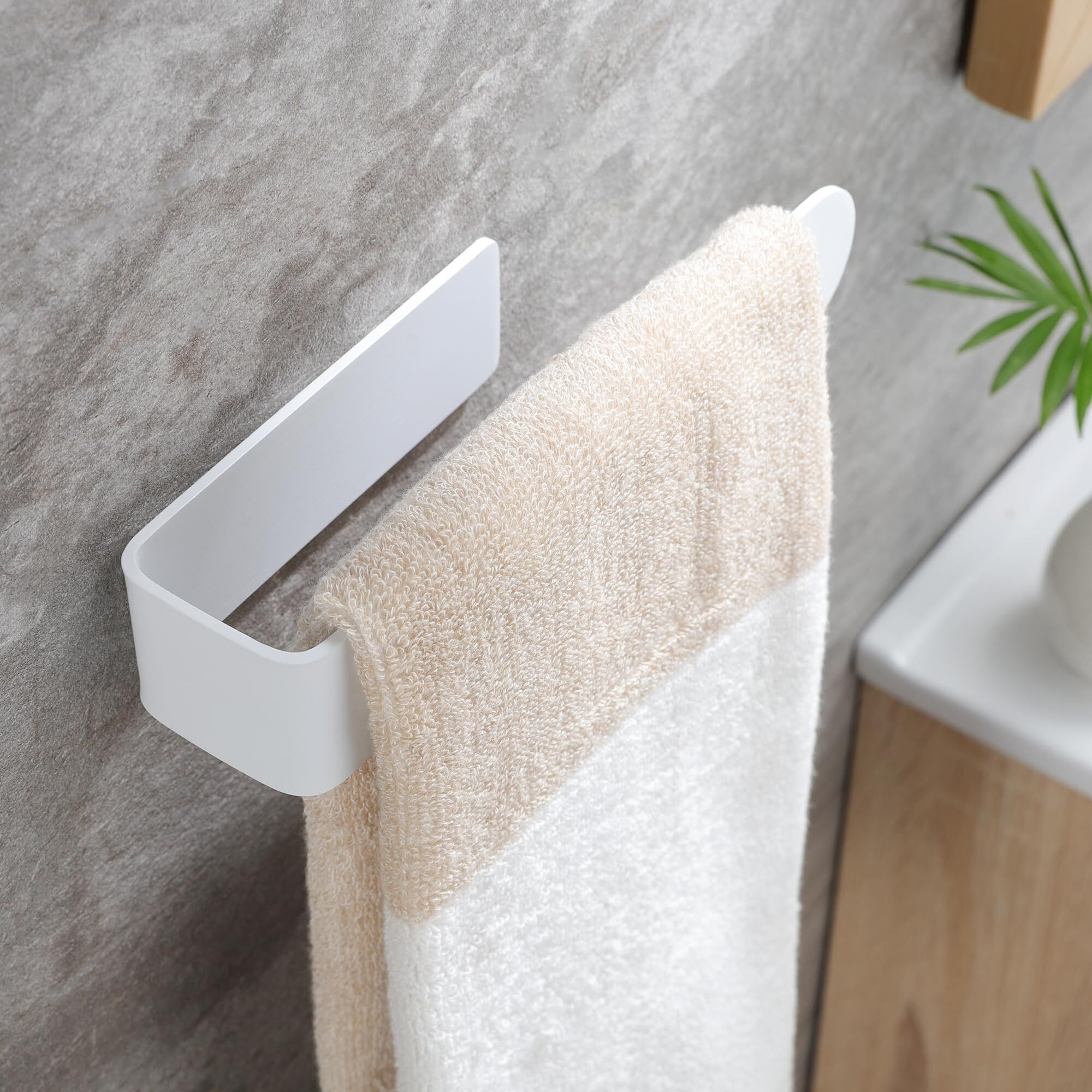 Taozun White Towel Rack  Self Adhesive Hand Towel Holder Towel Ring  Stainless Steel Towel Bar For Bathroom Or Kitchen Wall