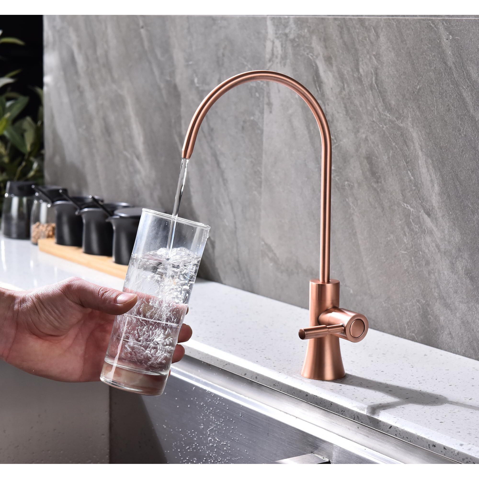 Ekrte Copper Drinking Water Purifier Faucet  Rose Gold Kitchen Bar Sink Drinking Water Purifier Faucet  Commercial Water Filtration Faucet For Under Sink Water Filter System Brass Ro Faucet In Copper
