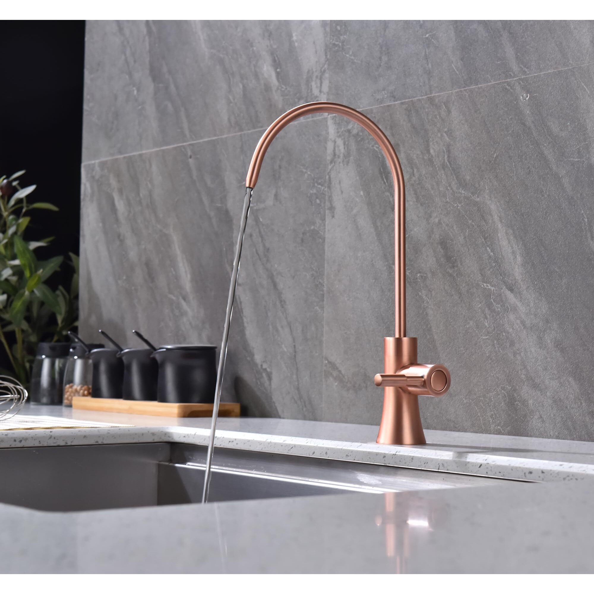 Ekrte Copper Drinking Water Purifier Faucet  Rose Gold Kitchen Bar Sink Drinking Water Purifier Faucet  Commercial Water Filtration Faucet For Under Sink Water Filter System Brass Ro Faucet In Copper