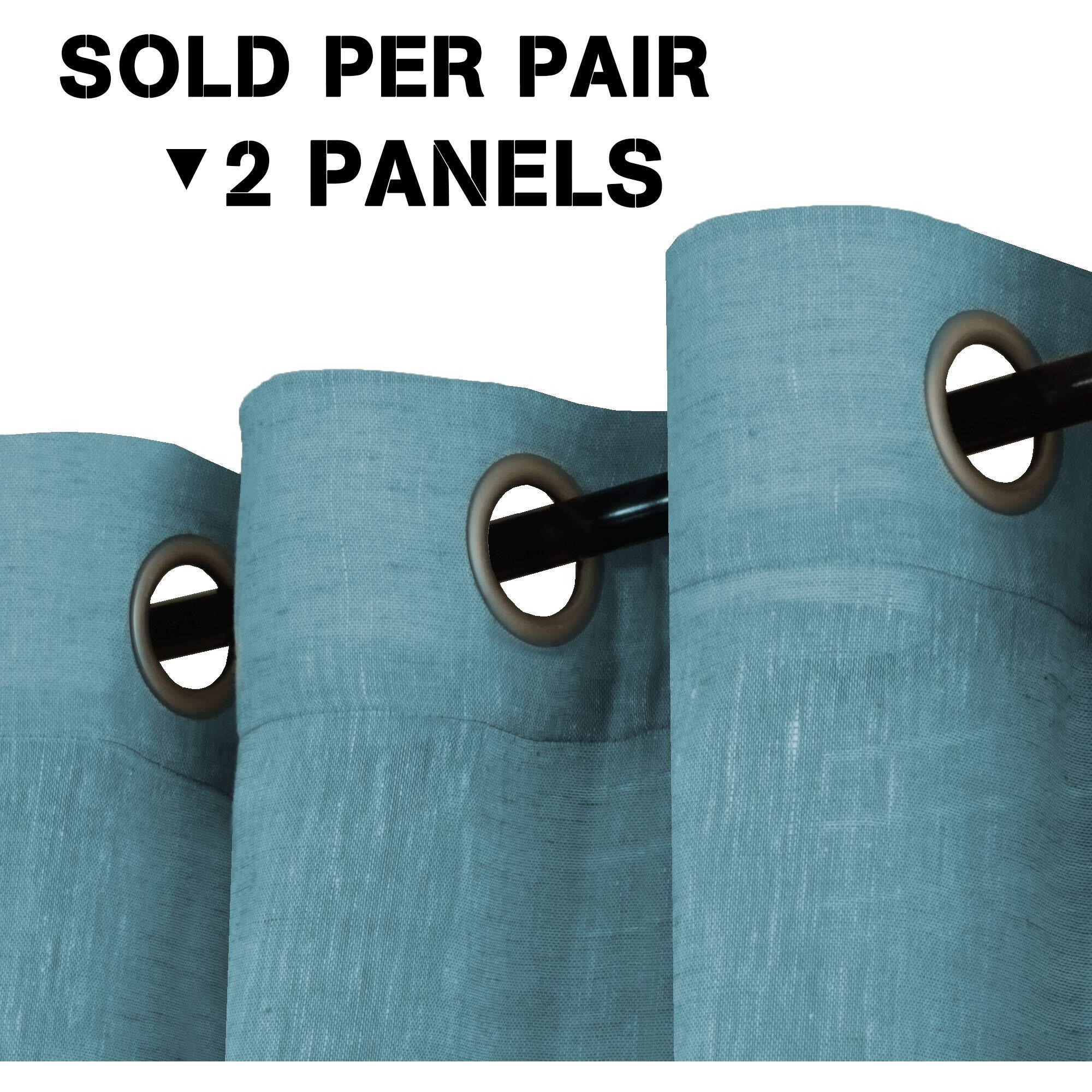 H.Versailtex Linen Curtains Privacy Protection Home Fashion Natural Linen Rich Quality Curtain Semi-Sheer Multi Size 52X72 - Inch/Nickel Grommet Top Linen Curtain Panels (Set Of 2  Turquoise)