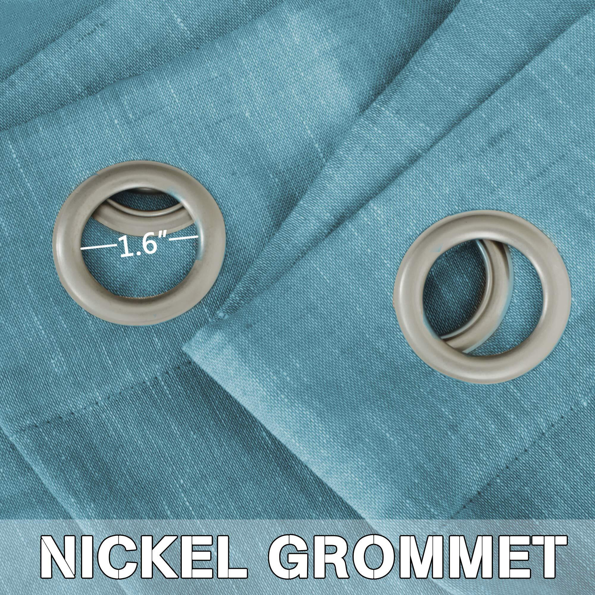 H.Versailtex Linen Curtains Privacy Protection Home Fashion Natural Linen Rich Quality Curtain Semi-Sheer Multi Size 52X72 - Inch/Nickel Grommet Top Linen Curtain Panels (Set Of 2  Turquoise)