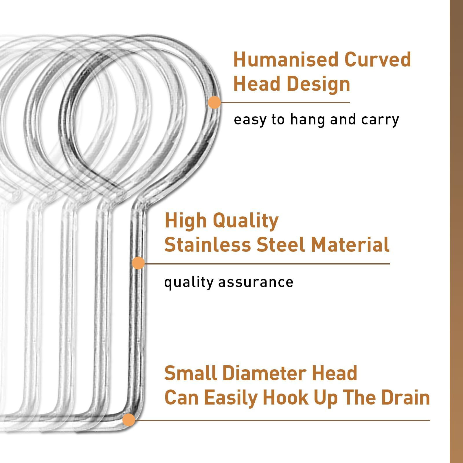 Drain Key Lifting Hooks - 5 Pack 304 Stainless Steel Drain Grate Puller Lift Out Key For Easy Shower Drain Cleaning  Silver