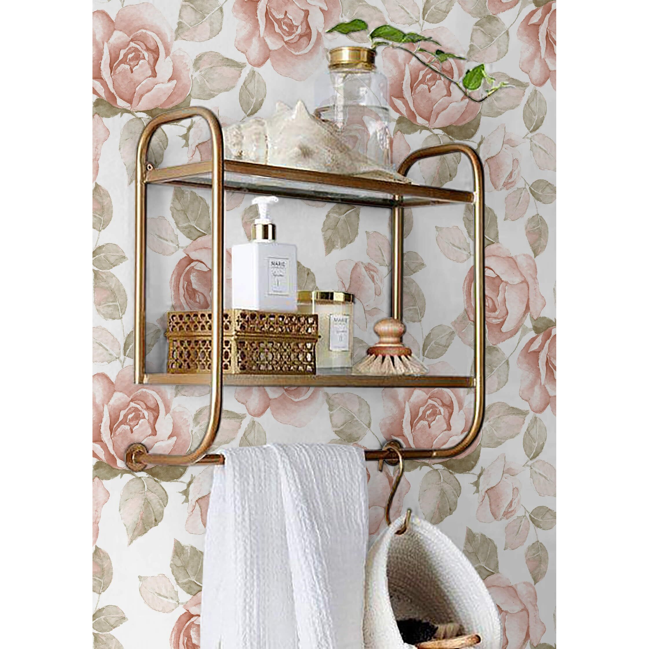 Heroad Brand 16.1''X118'' Vintage Floral Peel And Stick Wallpaper Retro Rose Flower Contact Paper For Cabinets Waterproof Contact Paper Removable Self Adhesive Drawer Liner Decoration Paper For Walls