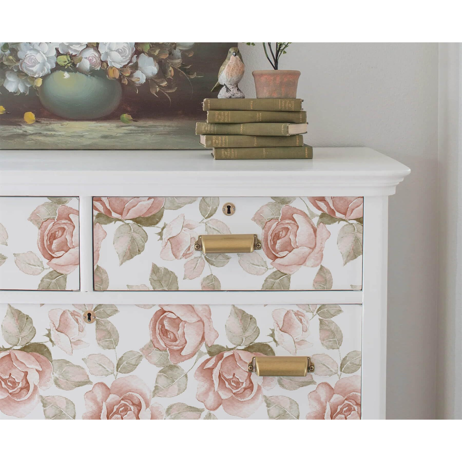 Heroad Brand 16.1''X118'' Vintage Floral Peel And Stick Wallpaper Retro Rose Flower Contact Paper For Cabinets Waterproof Contact Paper Removable Self Adhesive Drawer Liner Decoration Paper For Walls