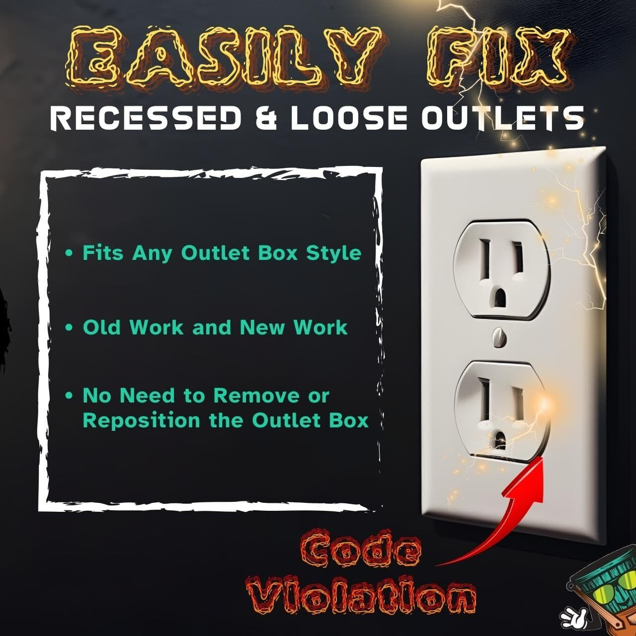 3-Pack 1/2"" Double Gang Receptacle Outlet Box Extender - Ul Listed - Electrical Outlet Extender For Electrical Box And Electrical Outlet Switches - Made In U.S.A. (Blue)