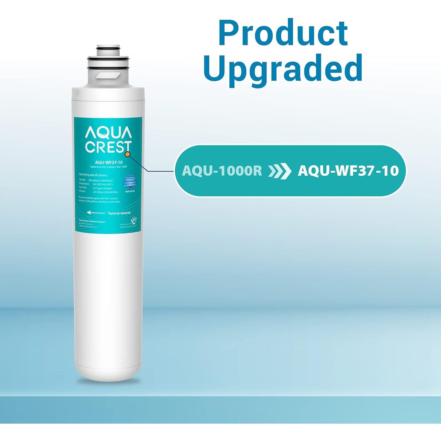 Aquacrest 1000R Water Filter  Replacement For Culligan 1000R Cartridge  Fits For Refrigerators  Rvs And Undersink Systems  Model No.Wf37-10.